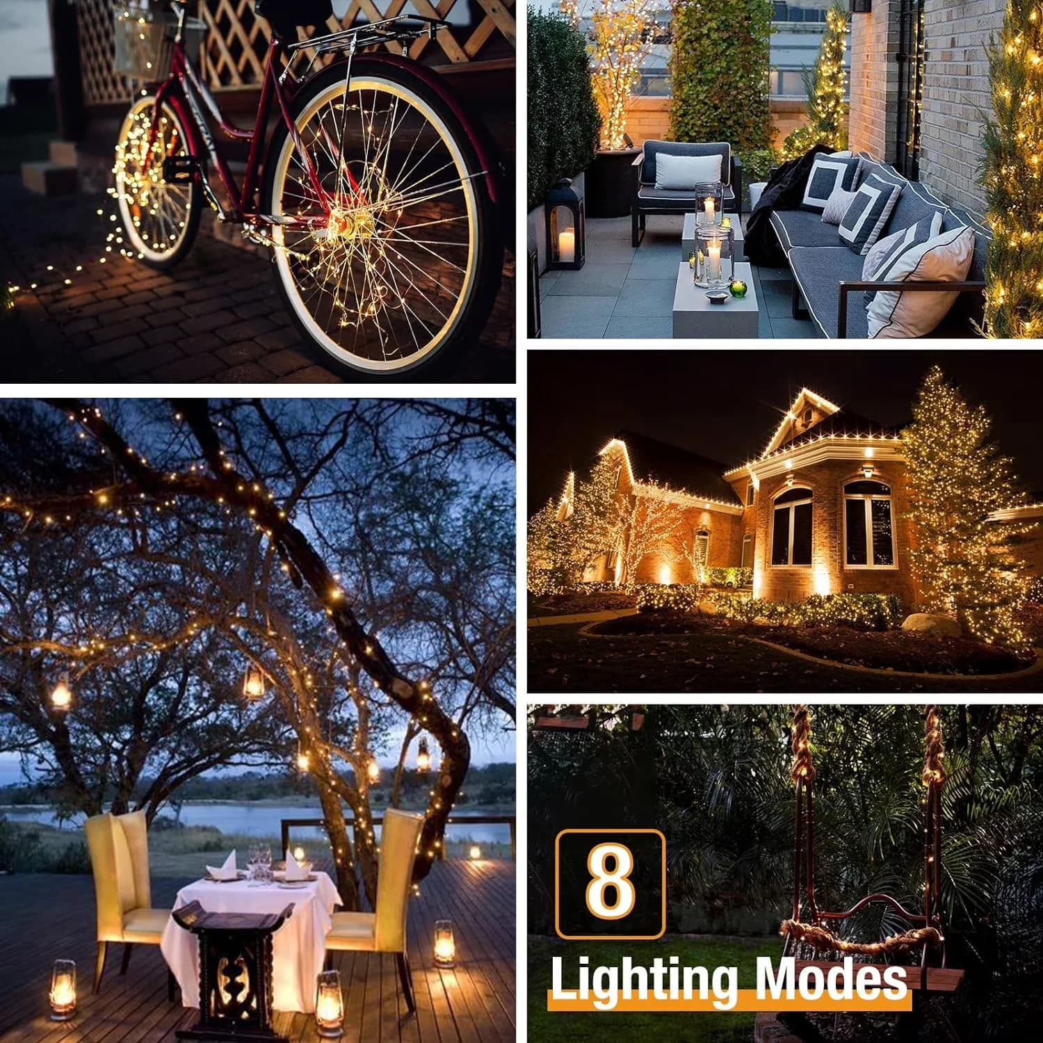 Compact Novelty Light with LED, Solar, 8 Modes - Yellow 33FT for Everyday Use Model 7E0F00