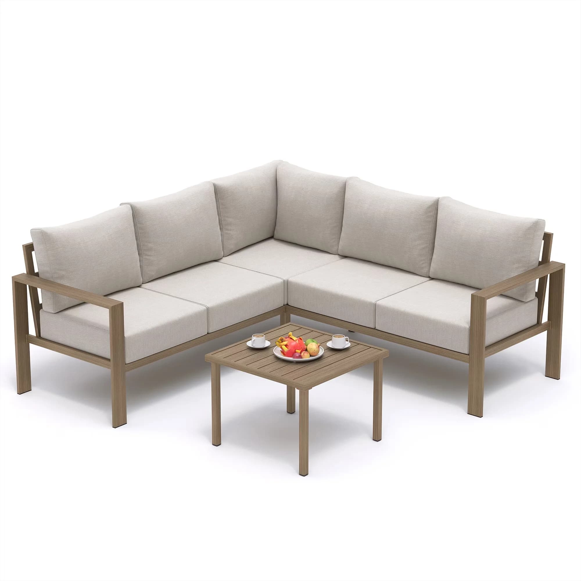 Versatile Patio Conversation Set with Weatherproof, 6" Thick Olefin Cushions - Steel for Garden Model 9F63D4