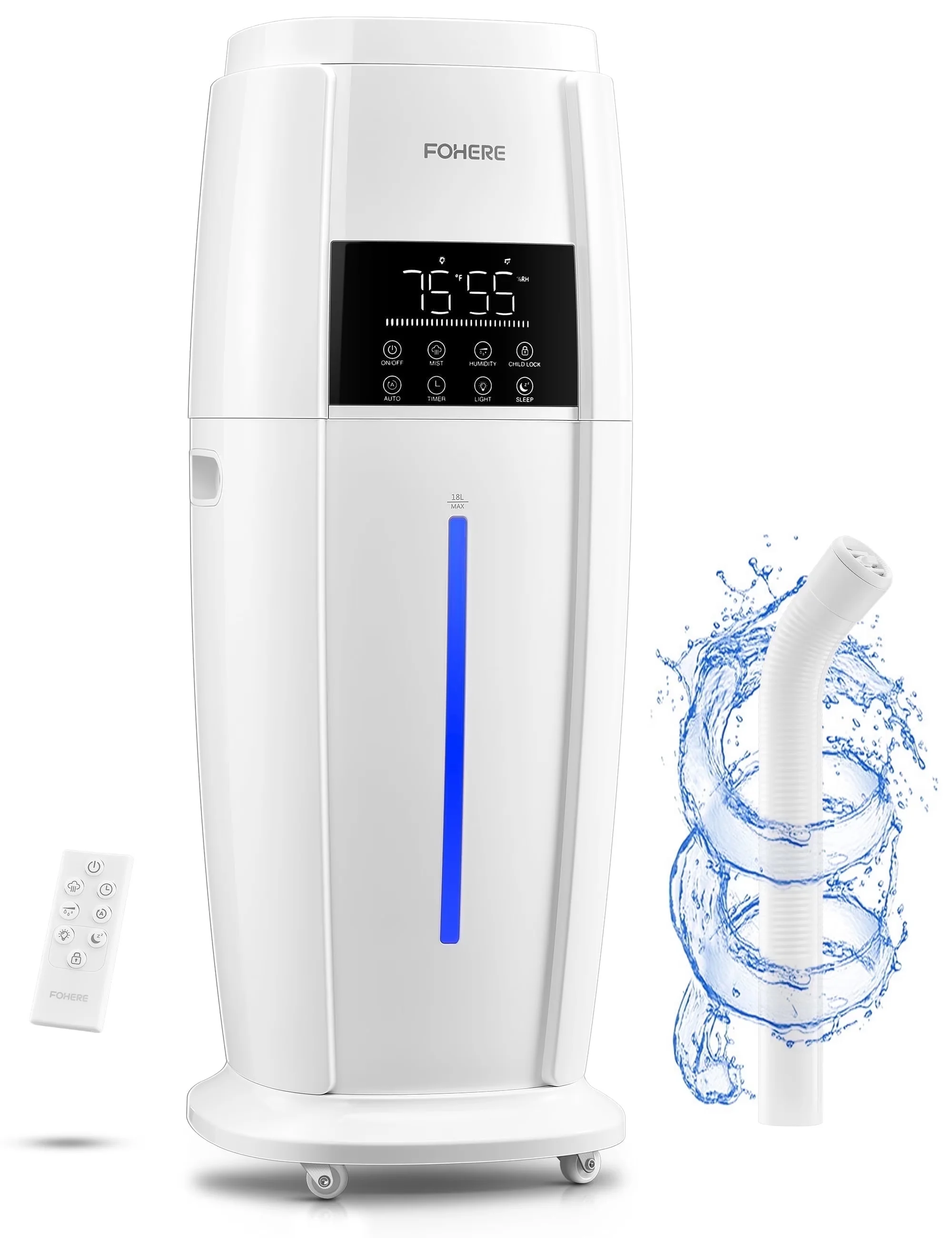 Reliable Humidifier with 24 Timer, 4.8Gal/18L Top Fill Cool Mist Tower, Quiet - White Model 60B4EE