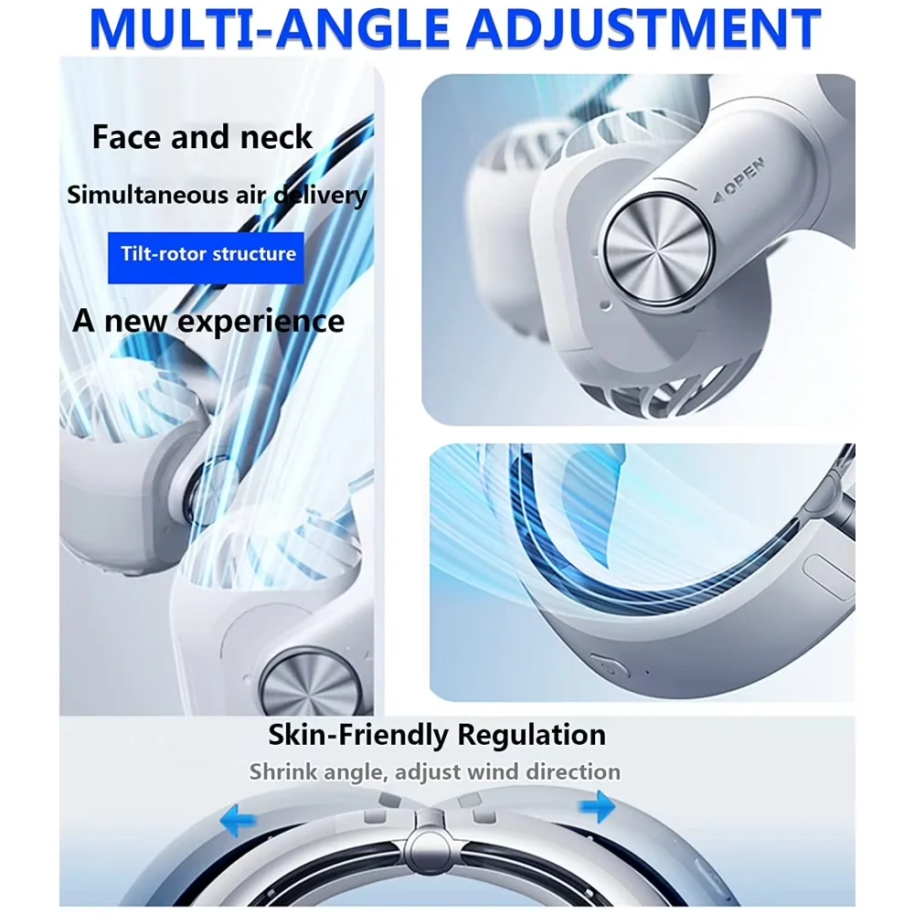 Stylish Fans In Cooling with Battery, Rotating Head, Bladeless Hands-Free Fan - Abs White for Indoor, Outdoor Model B3769F