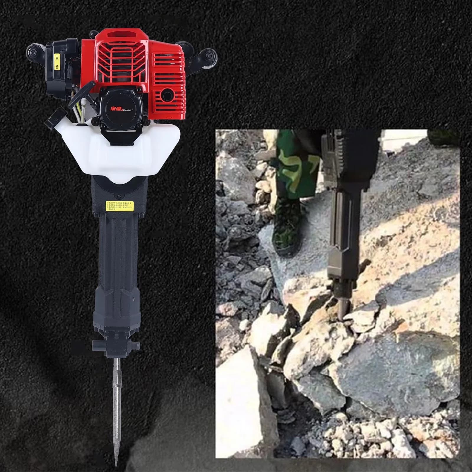Stylish Drills Driver with 1900W, Anti-Slip, 2 Chisels 1900W - Red 6500RPM Model 74A0FB