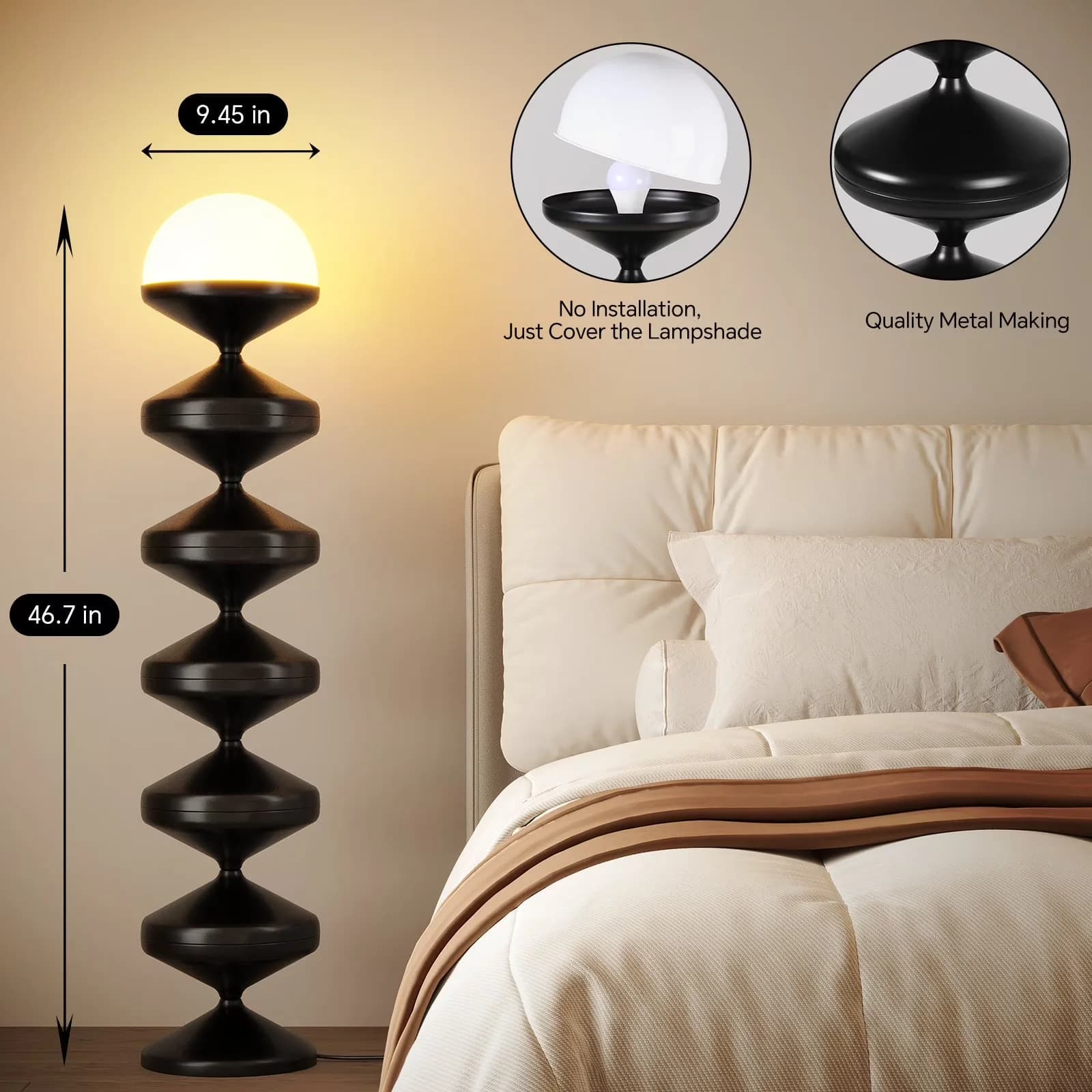 Floor Lamp Innovative with LED, Dimmable, Energy Efficient - Black Metal Model F84EC9