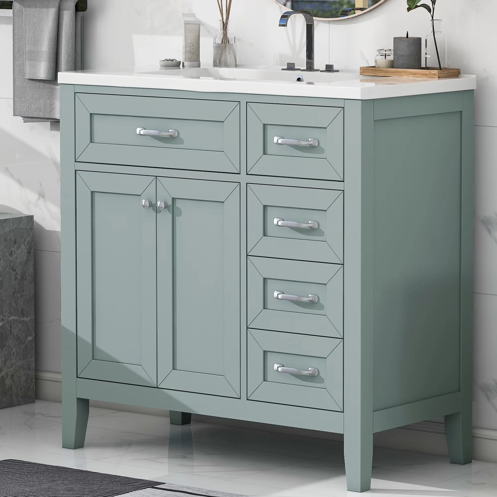 Efficient Bathroom Renovation with Sink, Cabinet Freestanding, Solid Frame - Model A1FDDF