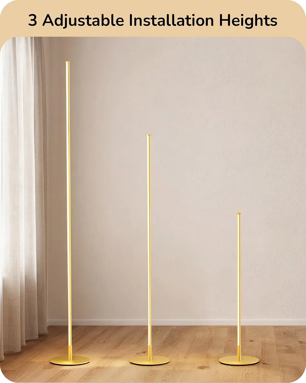 Innovative Lamp Set with 3 Height Settings, Foot Switch, 59.8" Corner Floor for Living Room - Model 30DF48