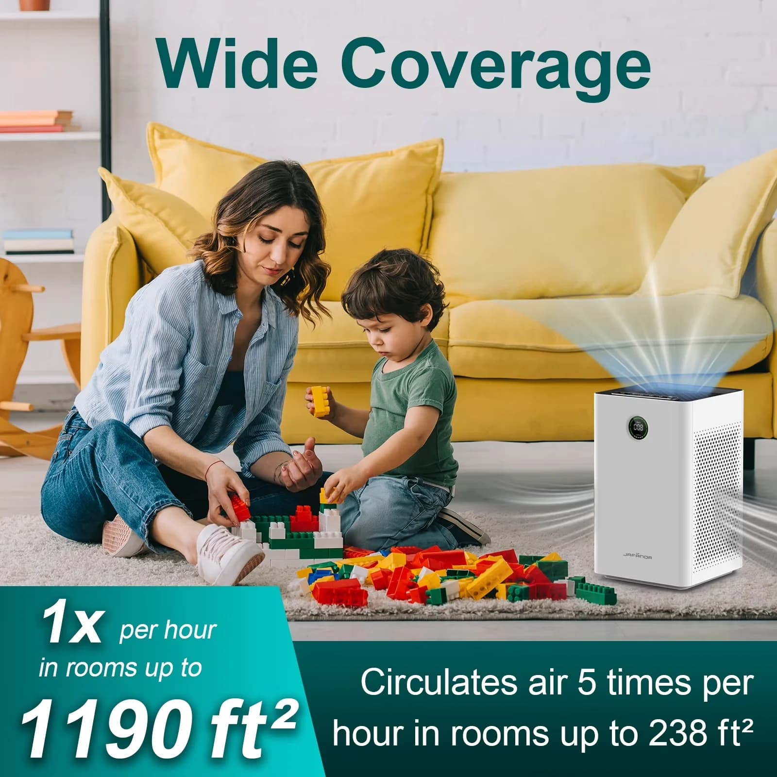 Air Purifier Compact with Smart Technology Capable, Filter Change Indicator - White for Home, Bedroom Model 8DFF1F