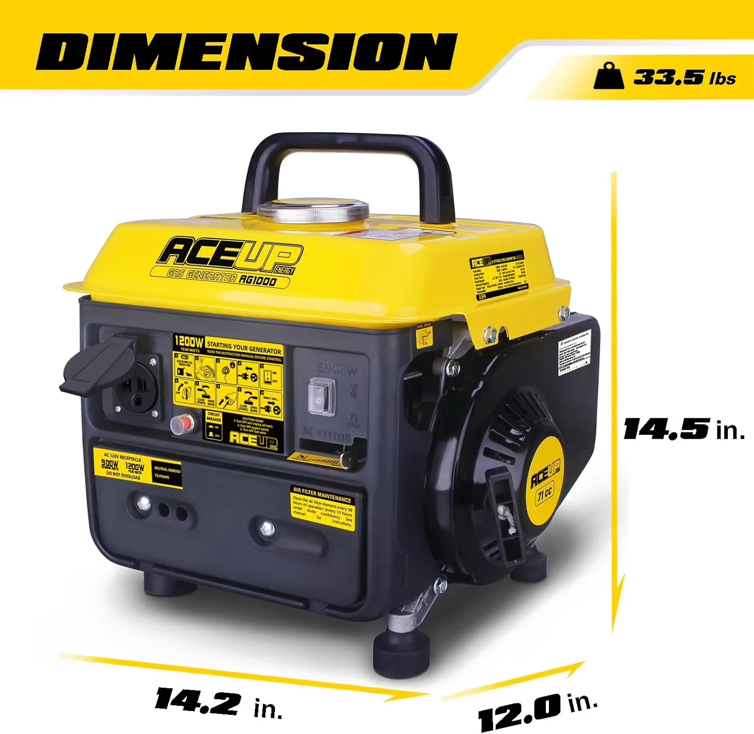 Generator Versatile with 1200W, Low Oil Shutdown, 1200W Gas-Powered - Built to Last Model FCEB45