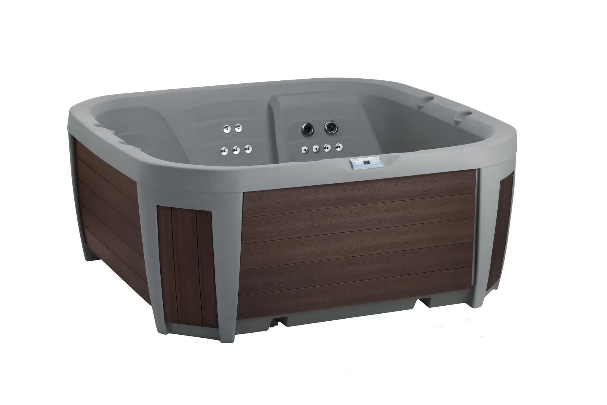 Sleek Hot Tub with Energy Efficient, 46 Jets, Multi-Color Underwater LED Light - Brown Model C3C54C