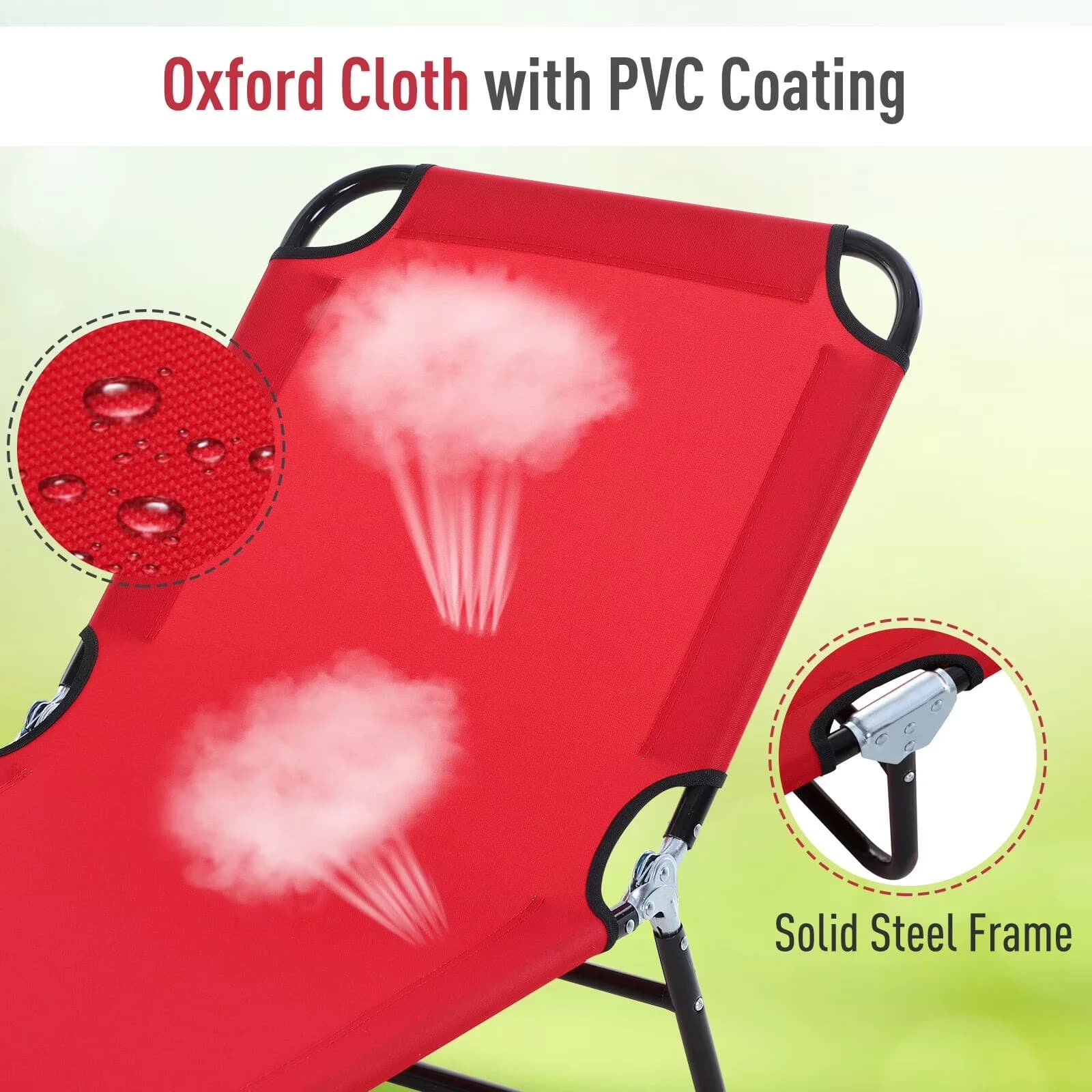 Essential Beach Chair with Water-Resistant, Folding, Steel Frame - Red Model 8F2330