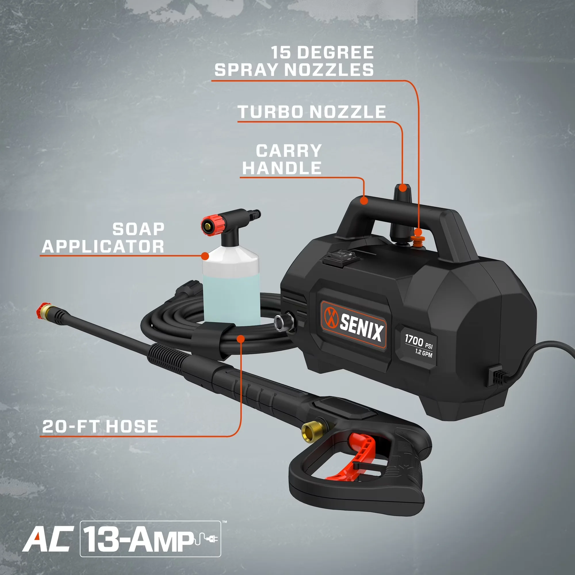 Innovative Pressure Washer with Quick Connect Tips, Model, 1700 PSI 1.2 GPM 13 Amp Electric - Model 4506A8