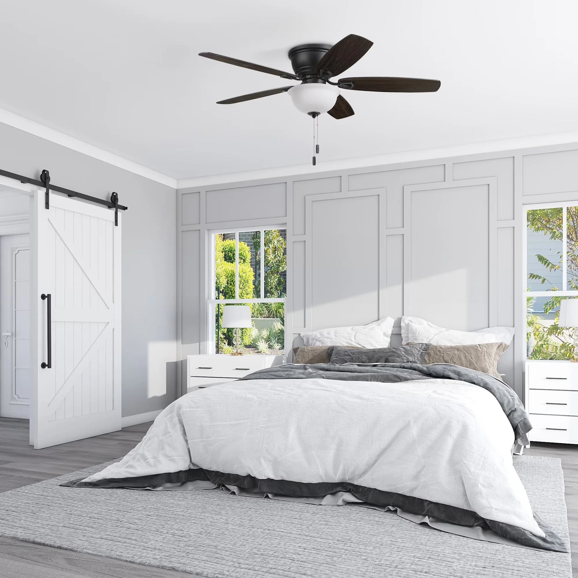 Versatile Ceiling Fan with LED, Space-Saving, Rockford 52" Traditional Black Indoor - Black Model 11BC6C