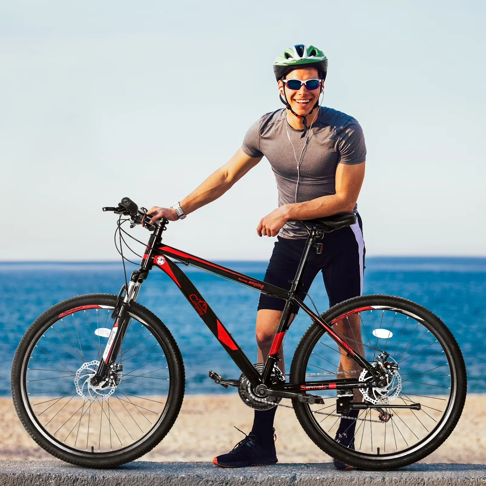 Mountain Bike Durable with Adjustable Speed, Adjustable Height, Lightweight - Red Model 6AD766