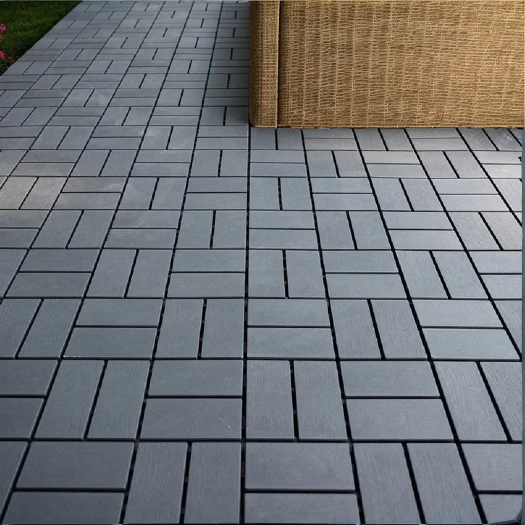 Modern Grey Vinyl Flooring Vinyl Plank Flooring with Waterproof, Plastic Interlocking Deck Tiles, All-Weather Interlocking Floor... Model 054717