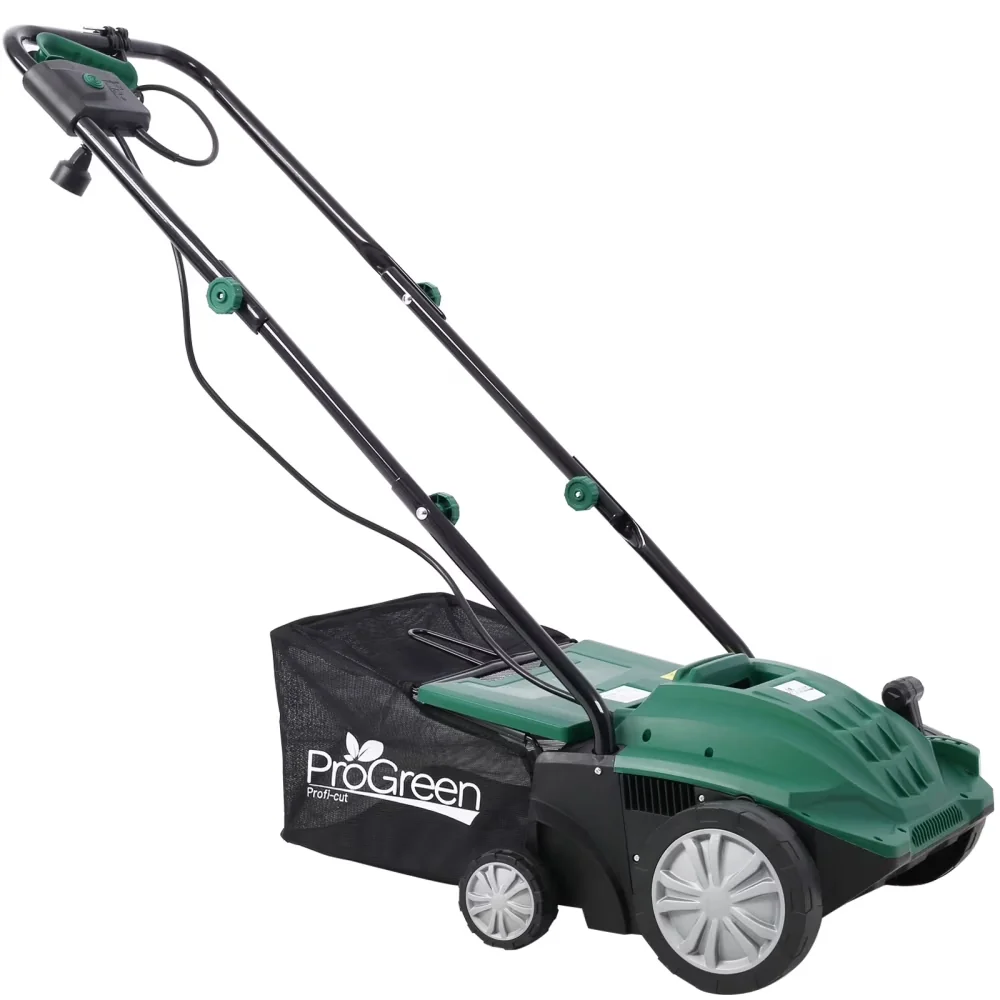 Premium Push Mower with Folding Handle, Collection Bag - Green Electric Model E6EF39