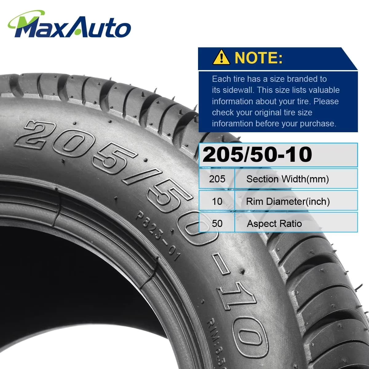 Quality Golf Cart Tire with Replacement, 4Pcs, Tires 205/50-10 205x50-10 Low Profile - Model D1EED2