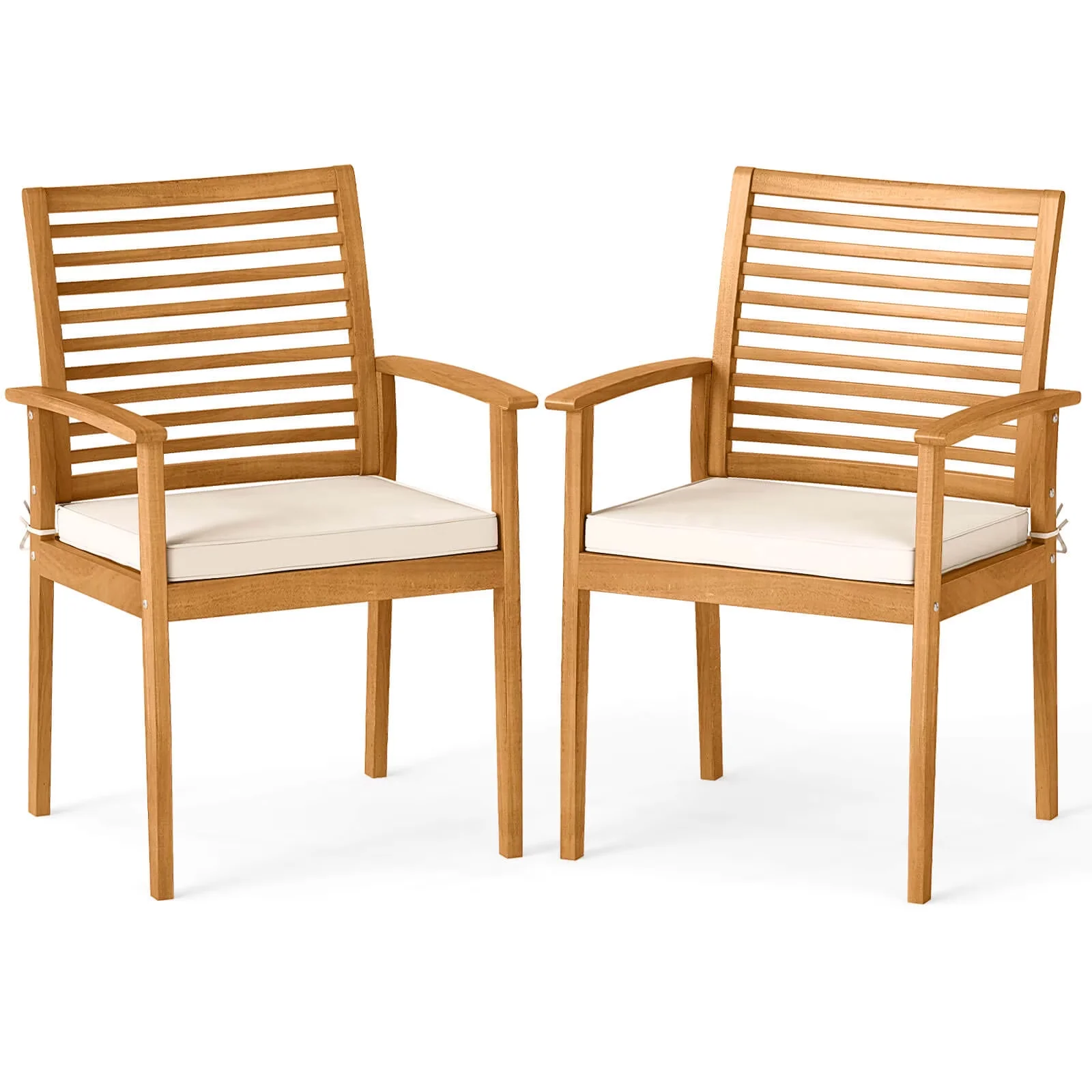 Essential Patio Chair with Water-Resistant - Acacia Wood, Metal Beige Dining Model 3C4D2C