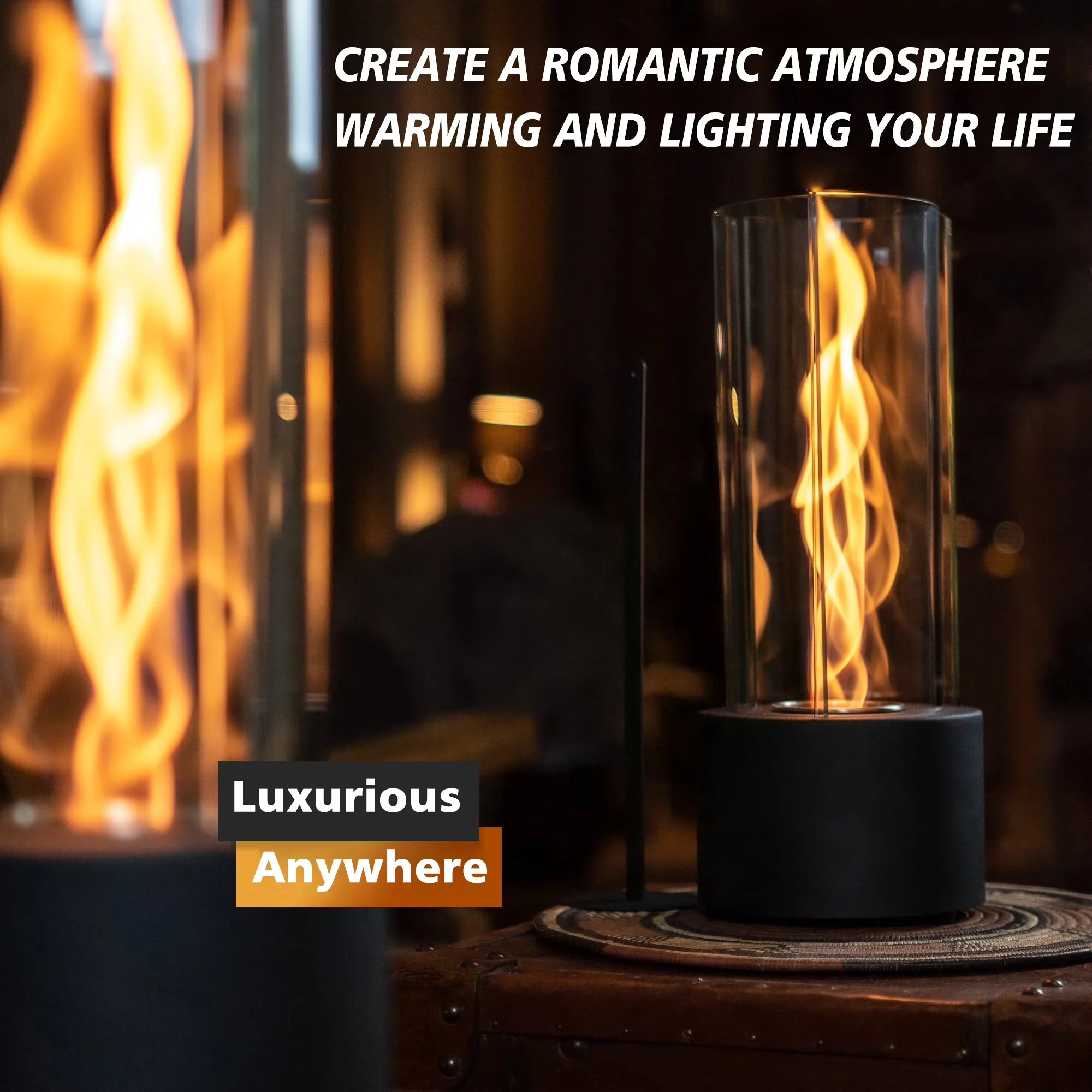 Professional Outdoor Heating with Smokeless, Portable - Metal,Glass Large Tornado Black for Home Model CF26D7