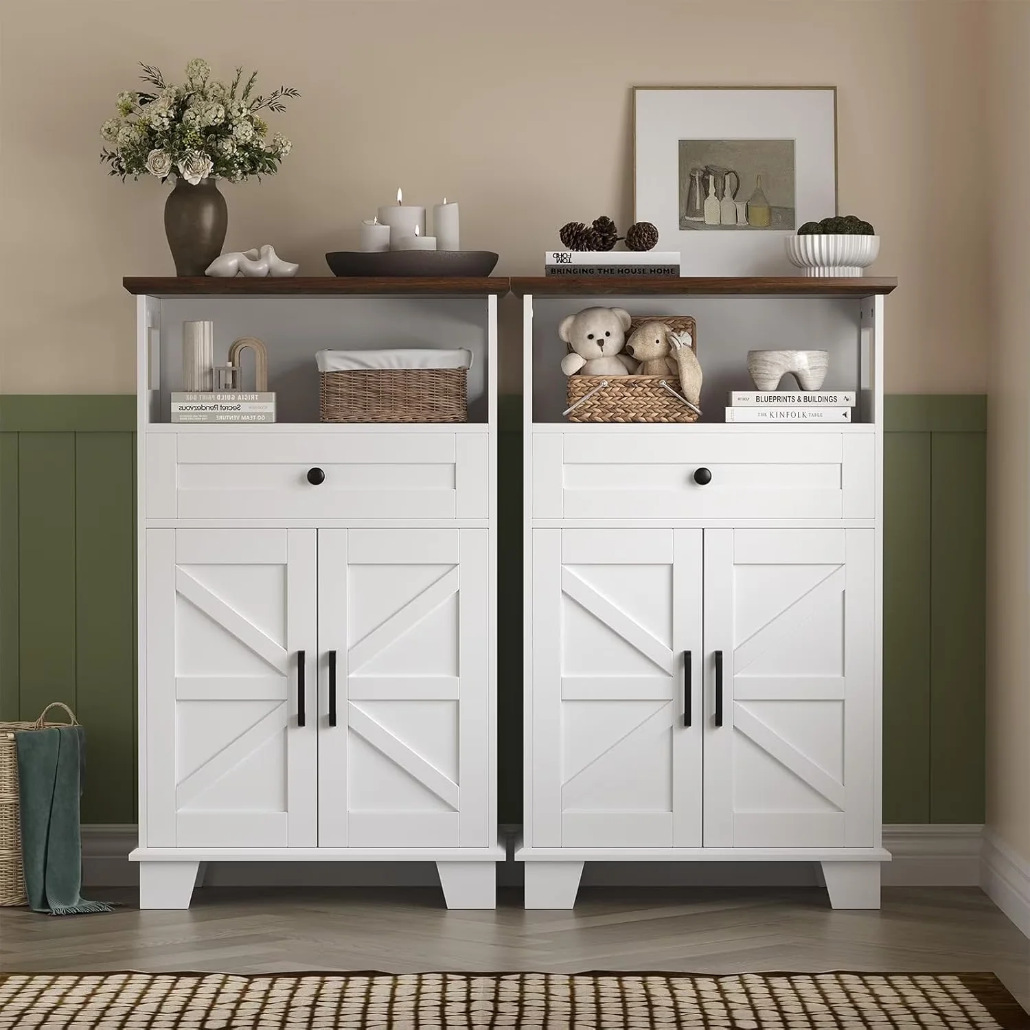 Classic Kitchen Renovation with Adjustable Shelves, Soft Close Doors, Stain Resistant - Engineered Wood White for Living Room, Bathroom Model 10D8F2