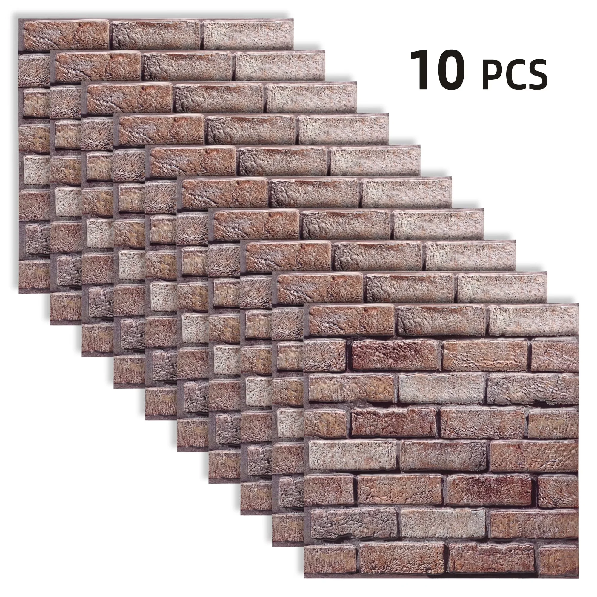 Reliable Wallpaper Wall Decals Wall Covering with 10PCS 3D Brick Panels, Damage-Free Removal: - Brown 12" x 12" for Home, Bedroom Model F0CE00