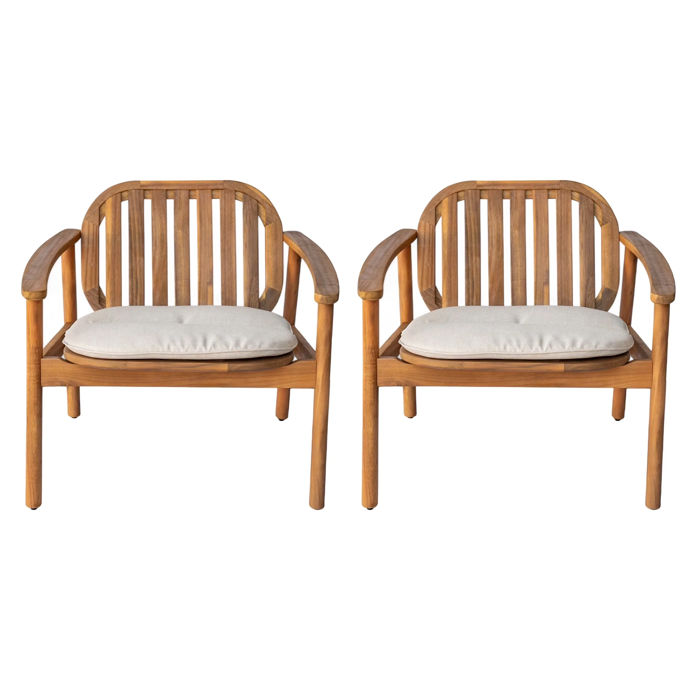 Classic Patio Chair with Modern, Water-Resistant, Cushion - Acacia Wood+Water-Resistant Fabric Brown Model 9C9E9D