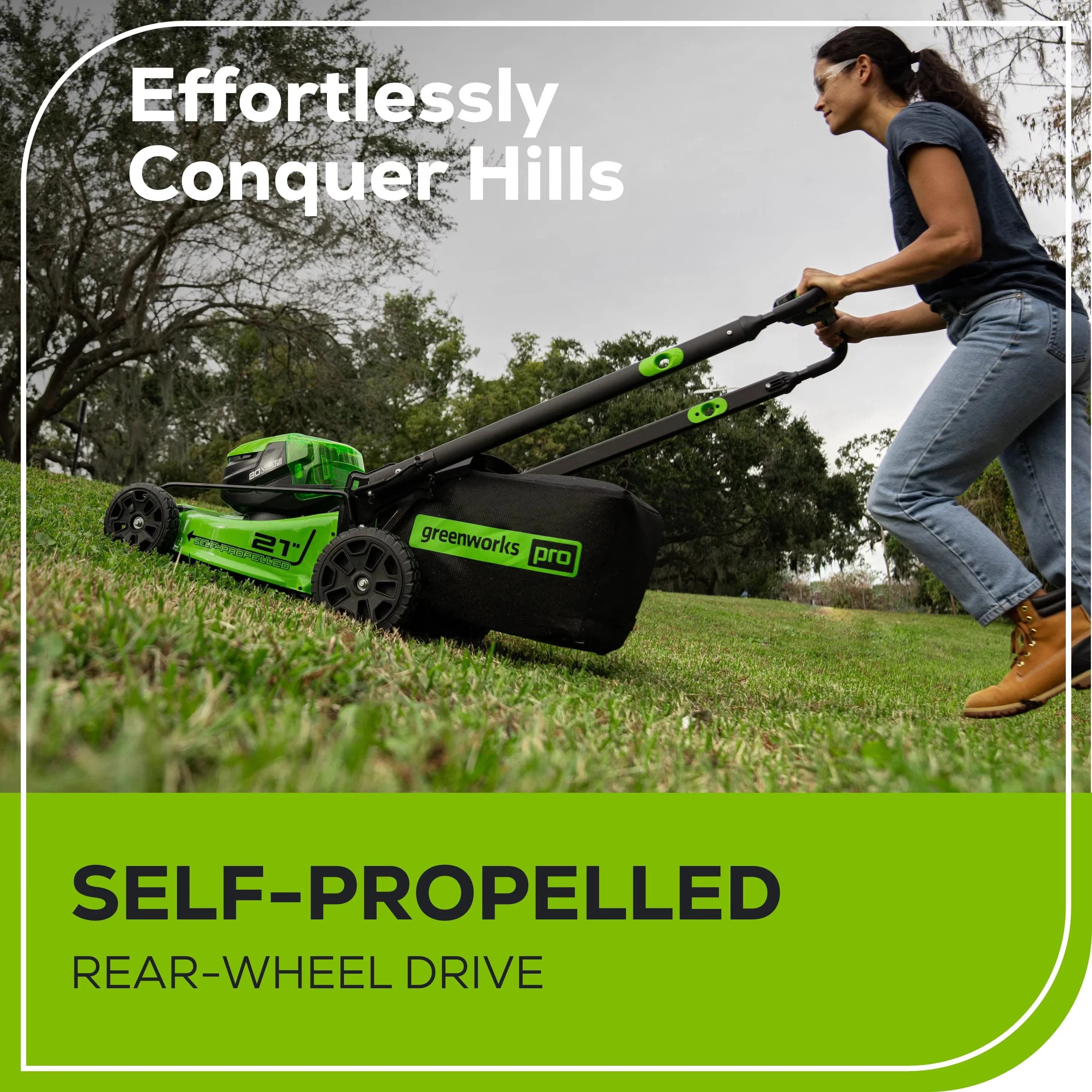 Reliable Push Mower with Battery, 80V, Adjustable Speed - Green - Universal Fit Model 7DE6FA