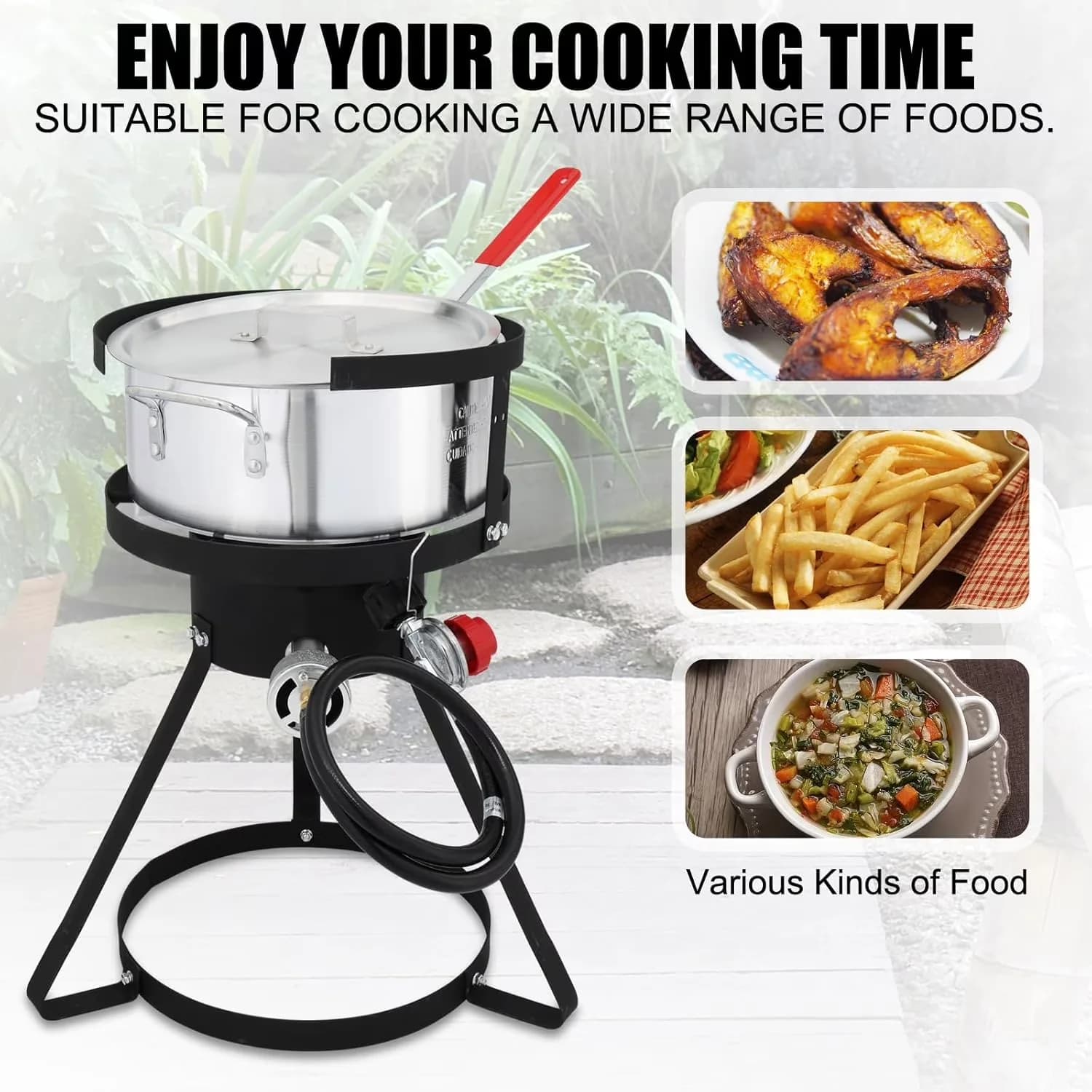 Innovative Outdoor Fryer with 55000 BTU, Adjustable Regulator - Aluminum, Cast Iron Model 70BDDF