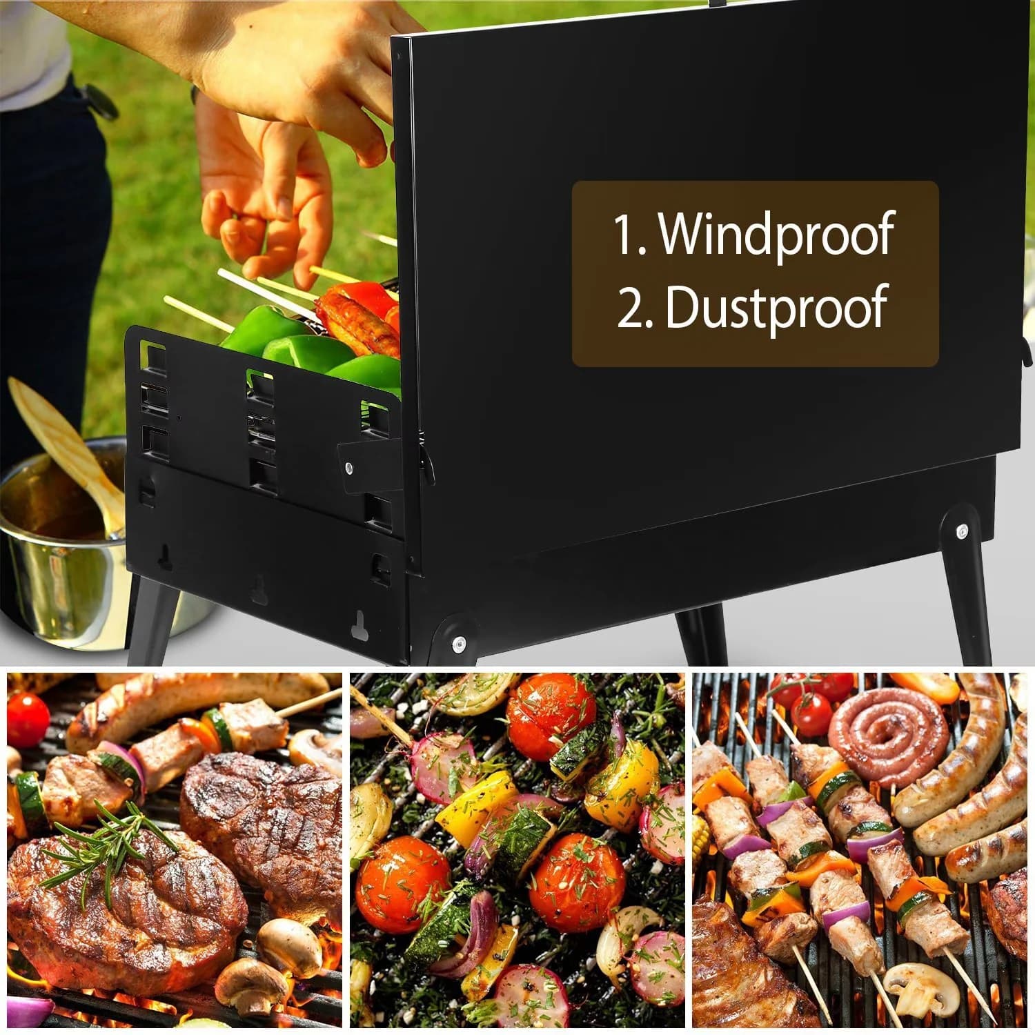 Stylish Flat Top Grill with Portable, Quick-Heat Lid - Iron, Chrome And Processing Electrophoresis Surface Black Model 618863