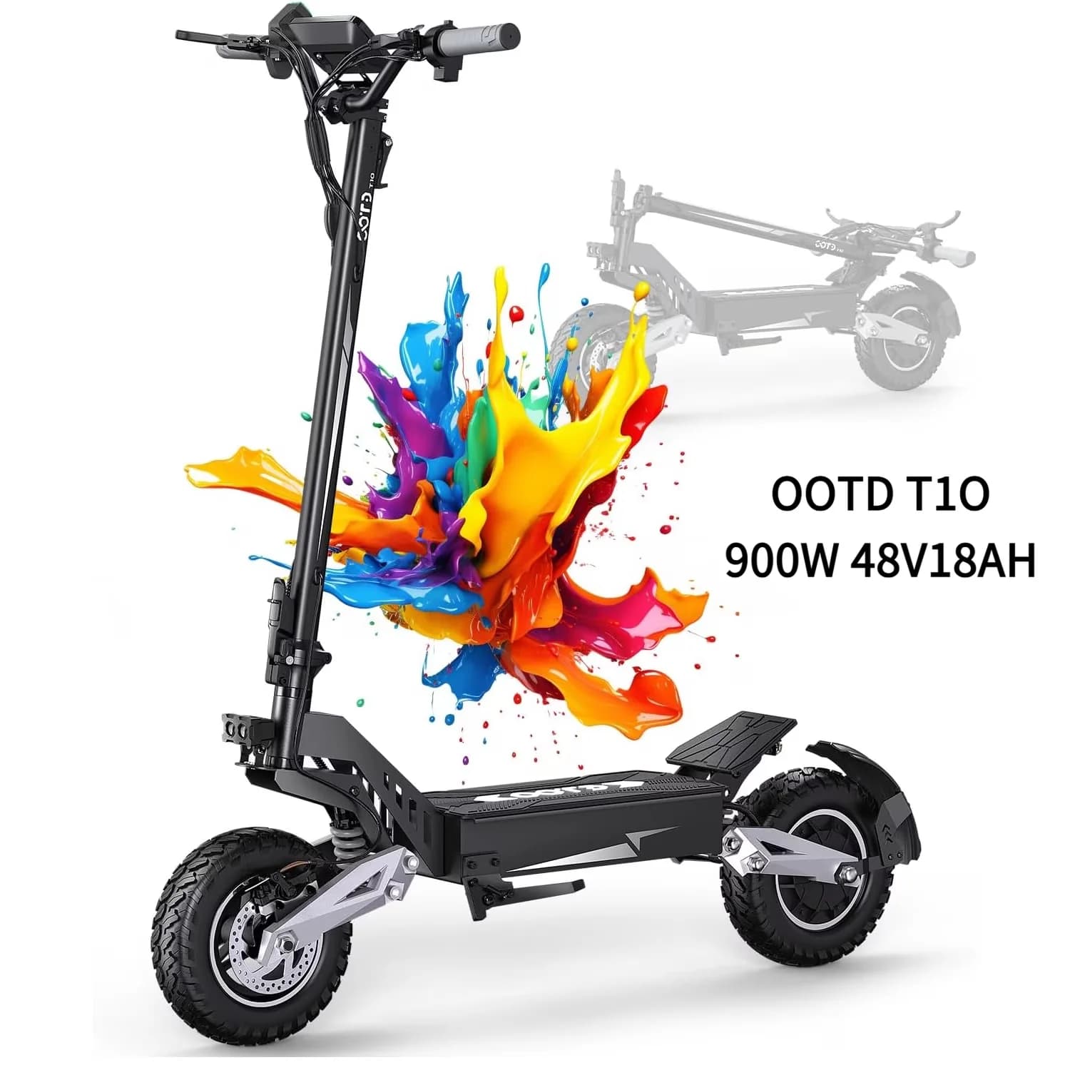 Scooter Efficient with 900W, 48V, Foldable - Black Aluminum Alloy T10 - Space-Saving Design Model EA1339