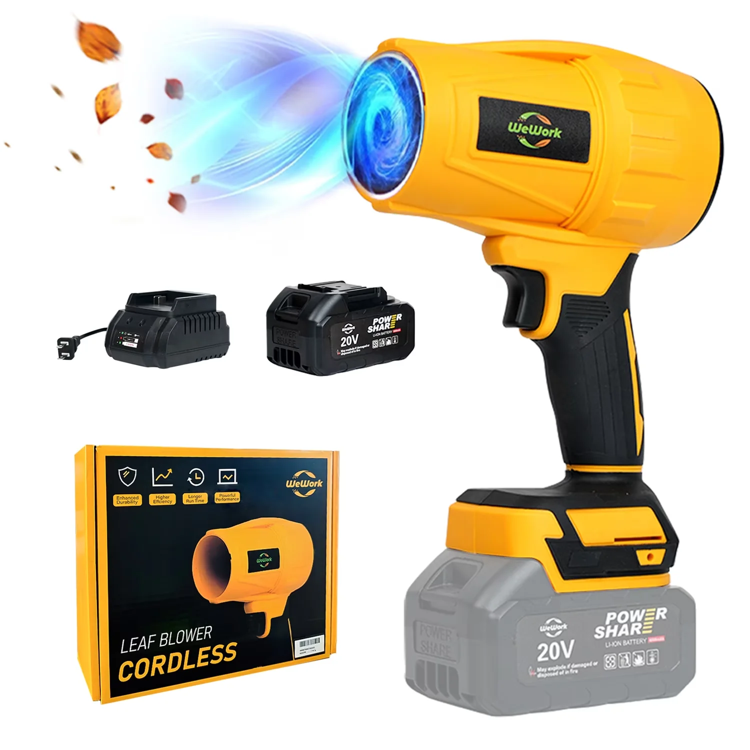 Professional Leaf Blower with Battery, 20V, Handheld - Ergonomic Design Model 41C6D4