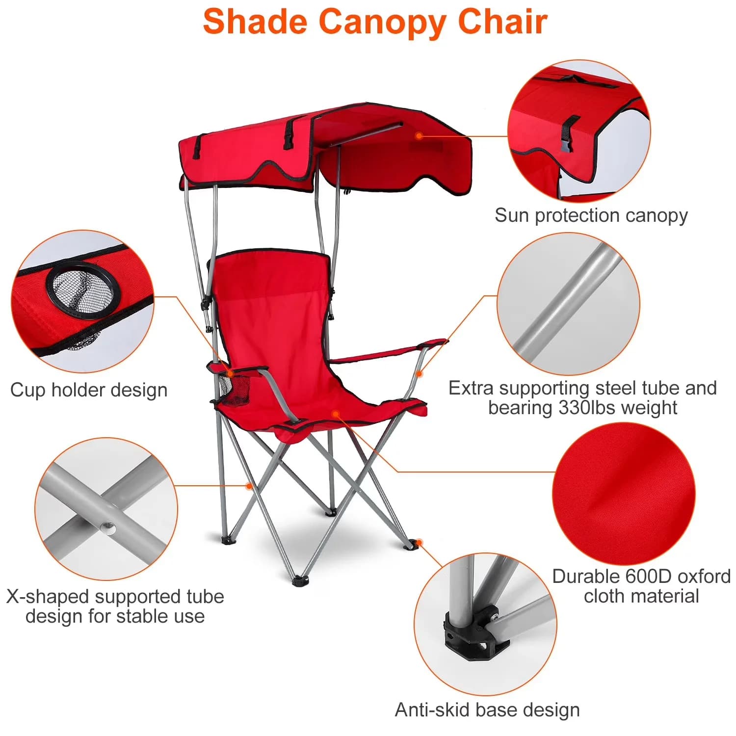 Reliable Beach Chair with Foldable, Portable, Cup Holder - Steel - Contemporary Style Model 69C68D