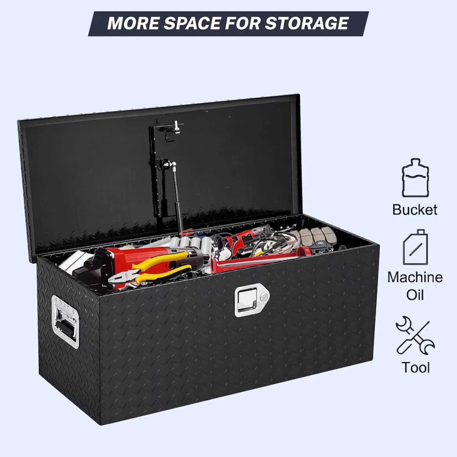 Stylish Toolstorage with Waterproof, Truck Bed Storage Organizer - Black Aluminum for Rv Model A324DD