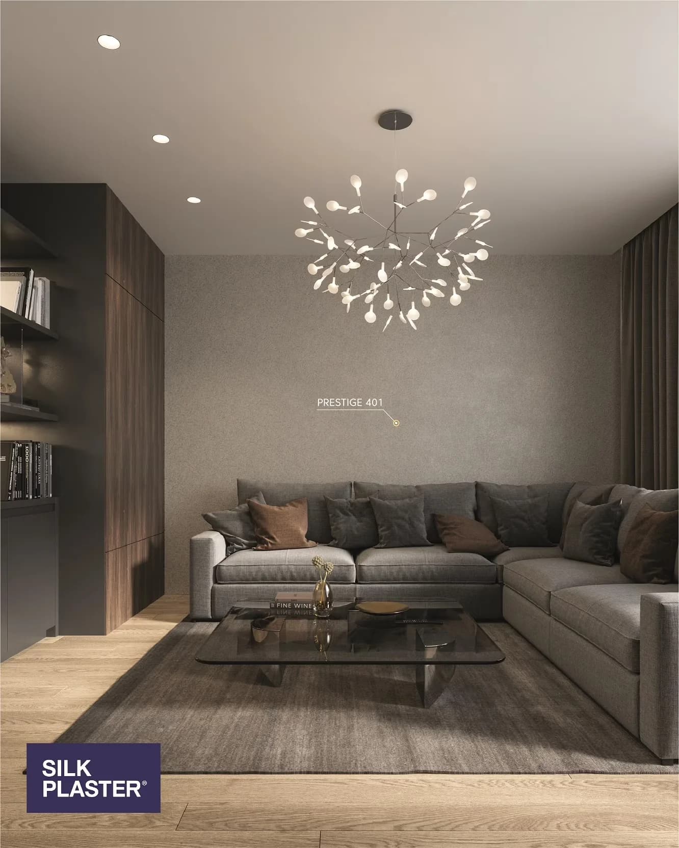 Wallpaper Wall Decals Wall Covering Quality with Stain Resistant, Prestige 401, Liquid - Gray Silk, Cellulose Model F6A385