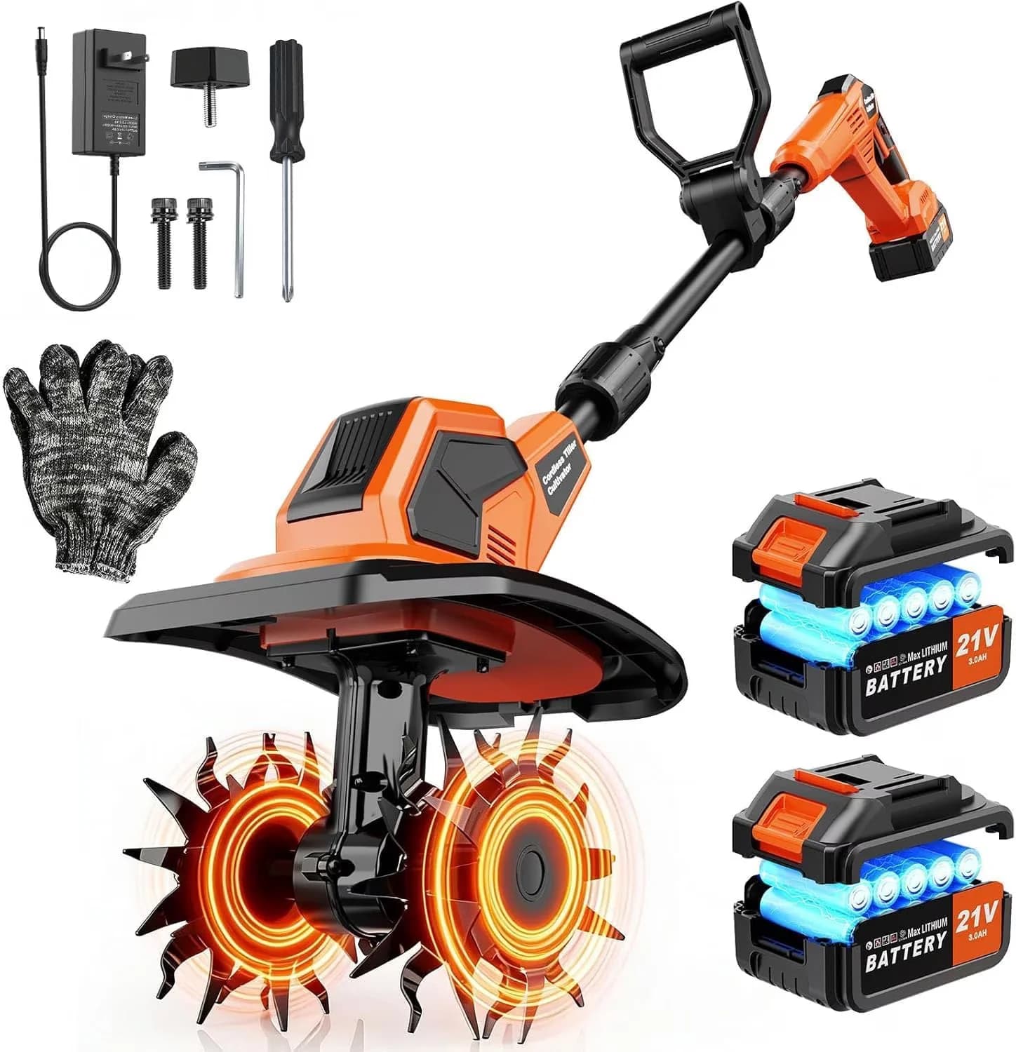 Trillers Cultivator Innovative with Battery, 6.7" Depth, Cordless Electric Tiller - Model 10A080