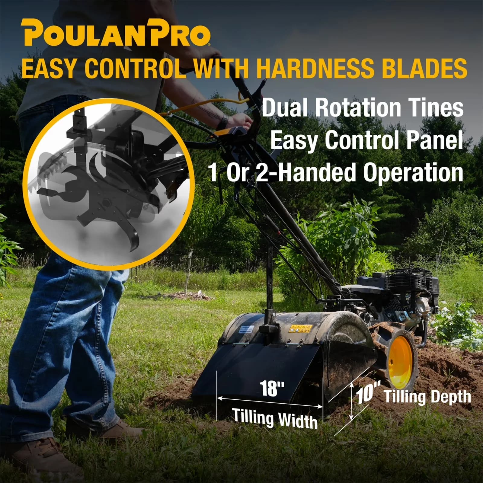 Trillers Cultivator Efficient with Dual Direction Rear Tine Tiller, Full Gear Transmission - Model B58754
