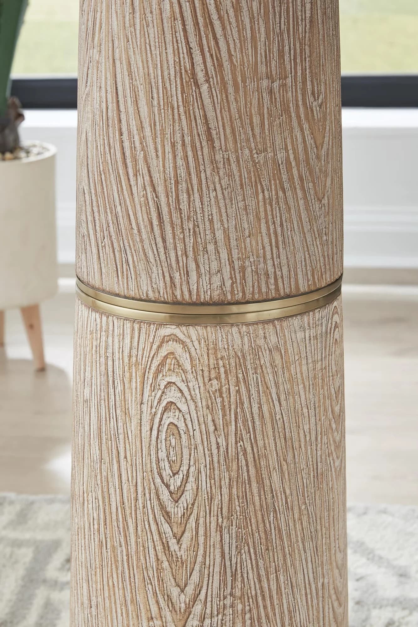 Premium Floor Lamp with LED, Mid-Century, Gasparleigh - Polyresin, Fabric Brown Model 6DB1EA