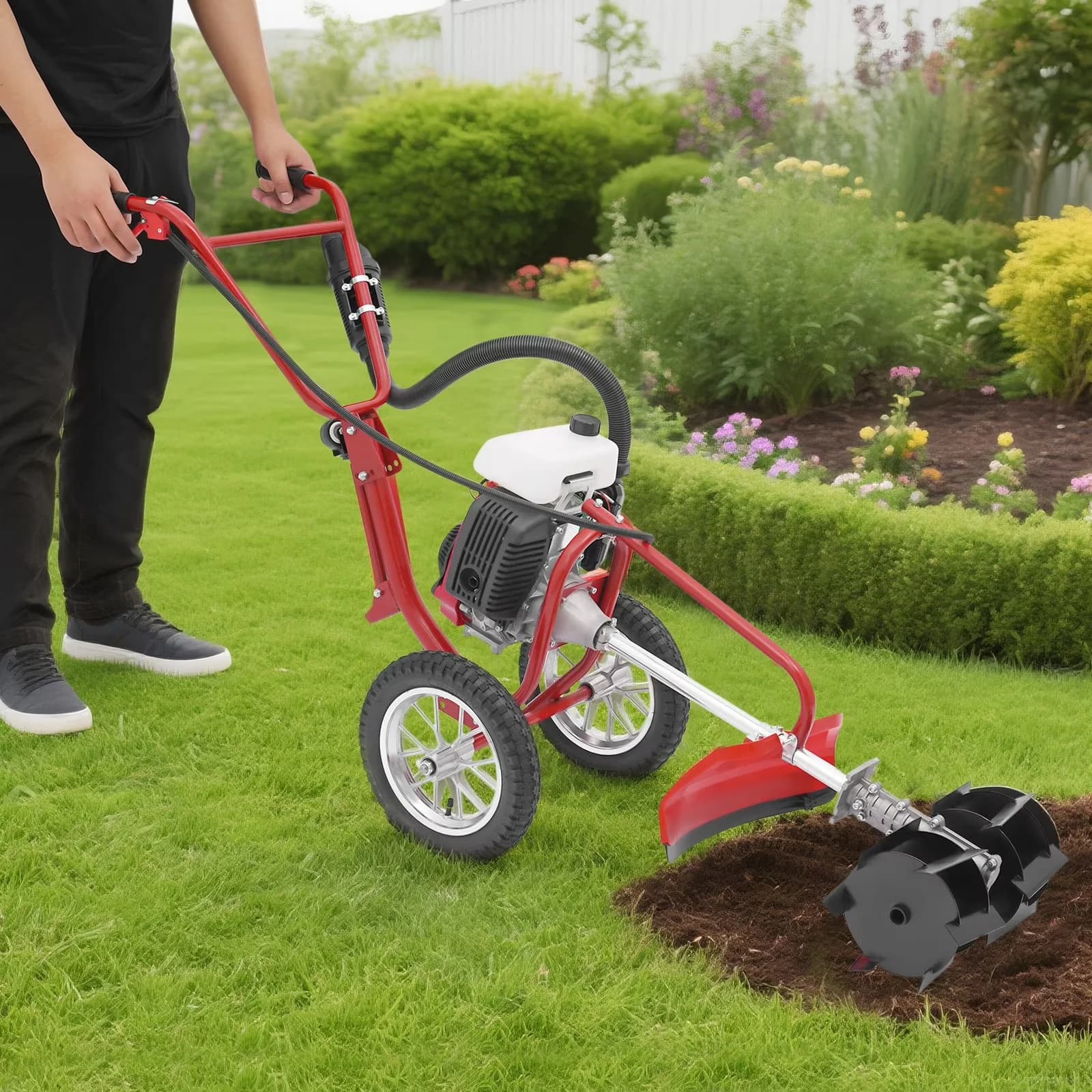 Trillers Cultivator Durable with Electric Tiller, 4HP 4-Stroke Hand Push Tiller - Model 61BA6E