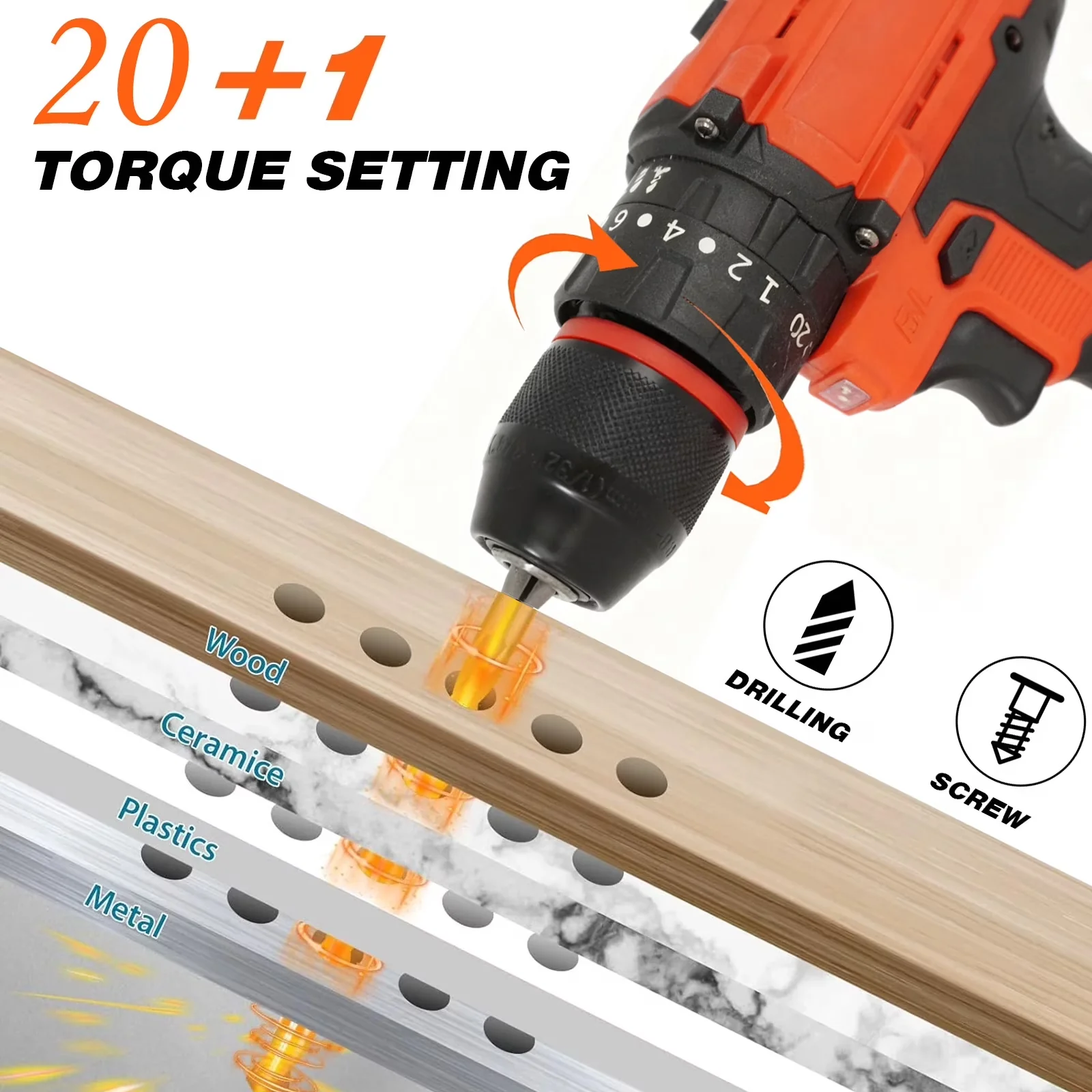 Essential Drills Driver with Battery, LED, 48V Cordless Drill Set - Industrial Grade Model 5CB2A1