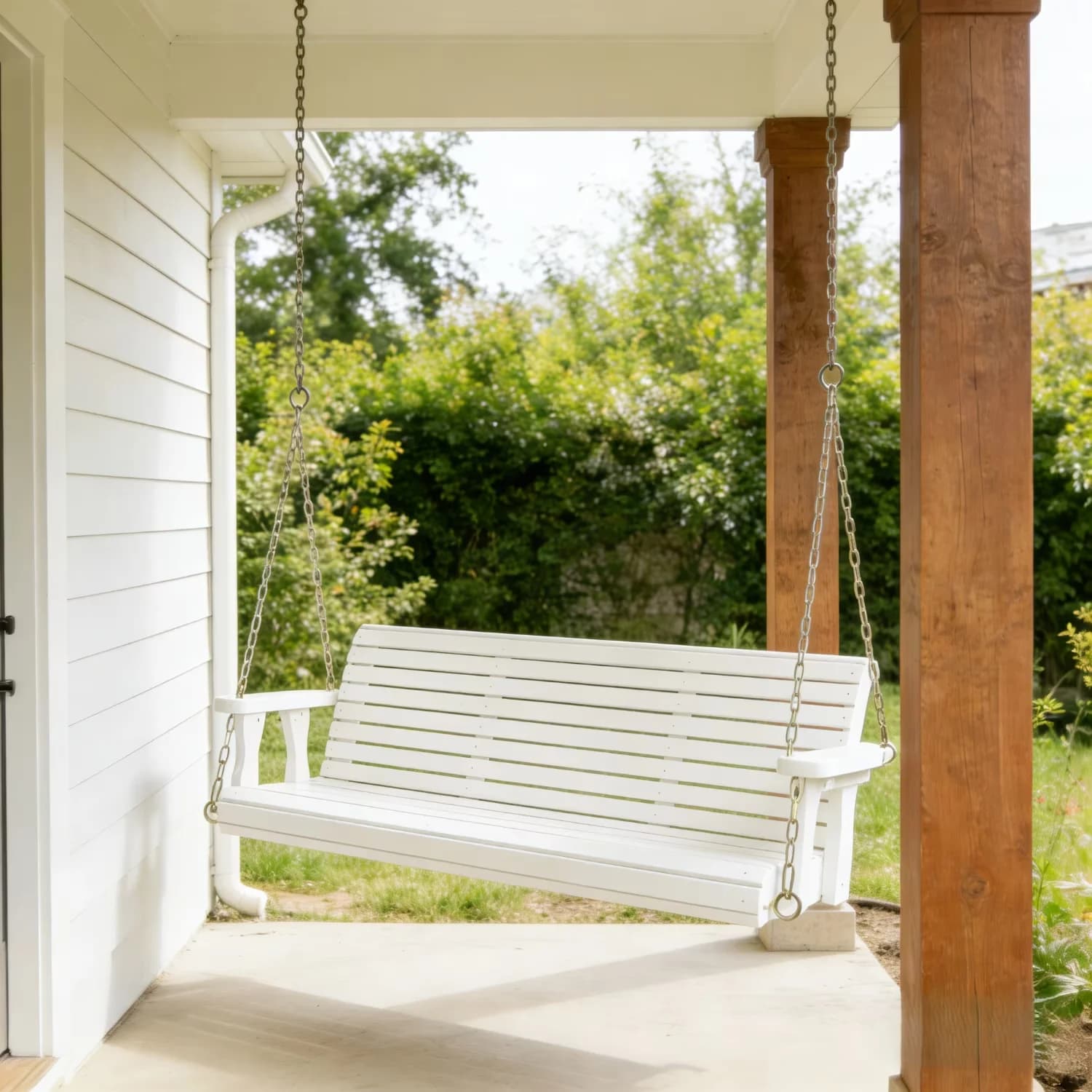 Patio Chair Professional with Weather-Resistant, Made of high Fir and Chain materials - White Wood Model B6A08F