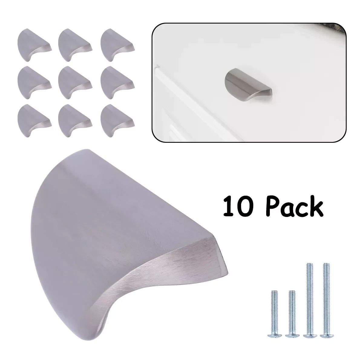 Essential Kitchen Renovation with Durable, Modern Satin Nickel Finger Drawer Pull, Easy to use and practical for everyone. - Silver... Model FF2024