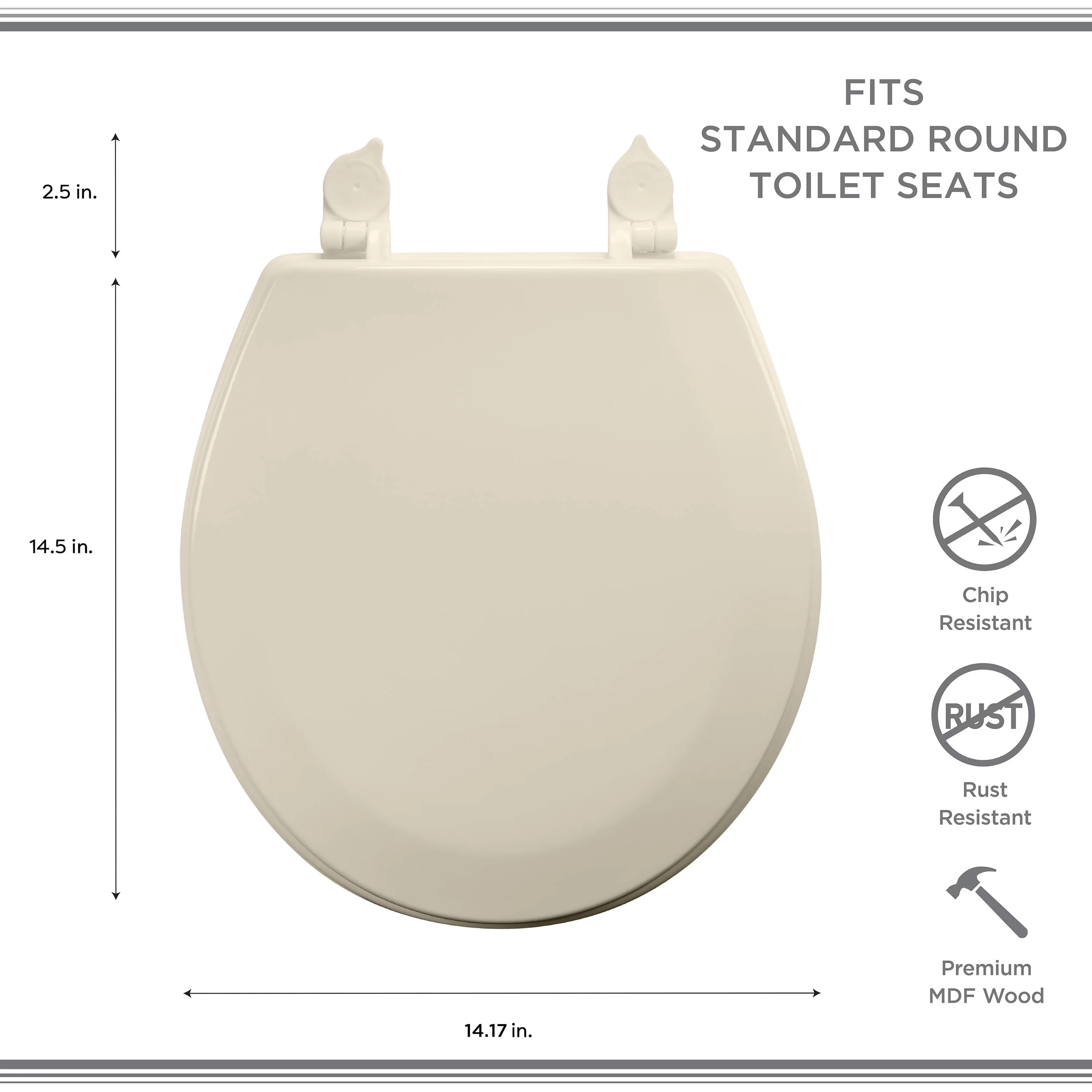 Premium Toilet Seats And Lid with Adjustable, Premium MDF wood construction - Wood Beige Model BB1769