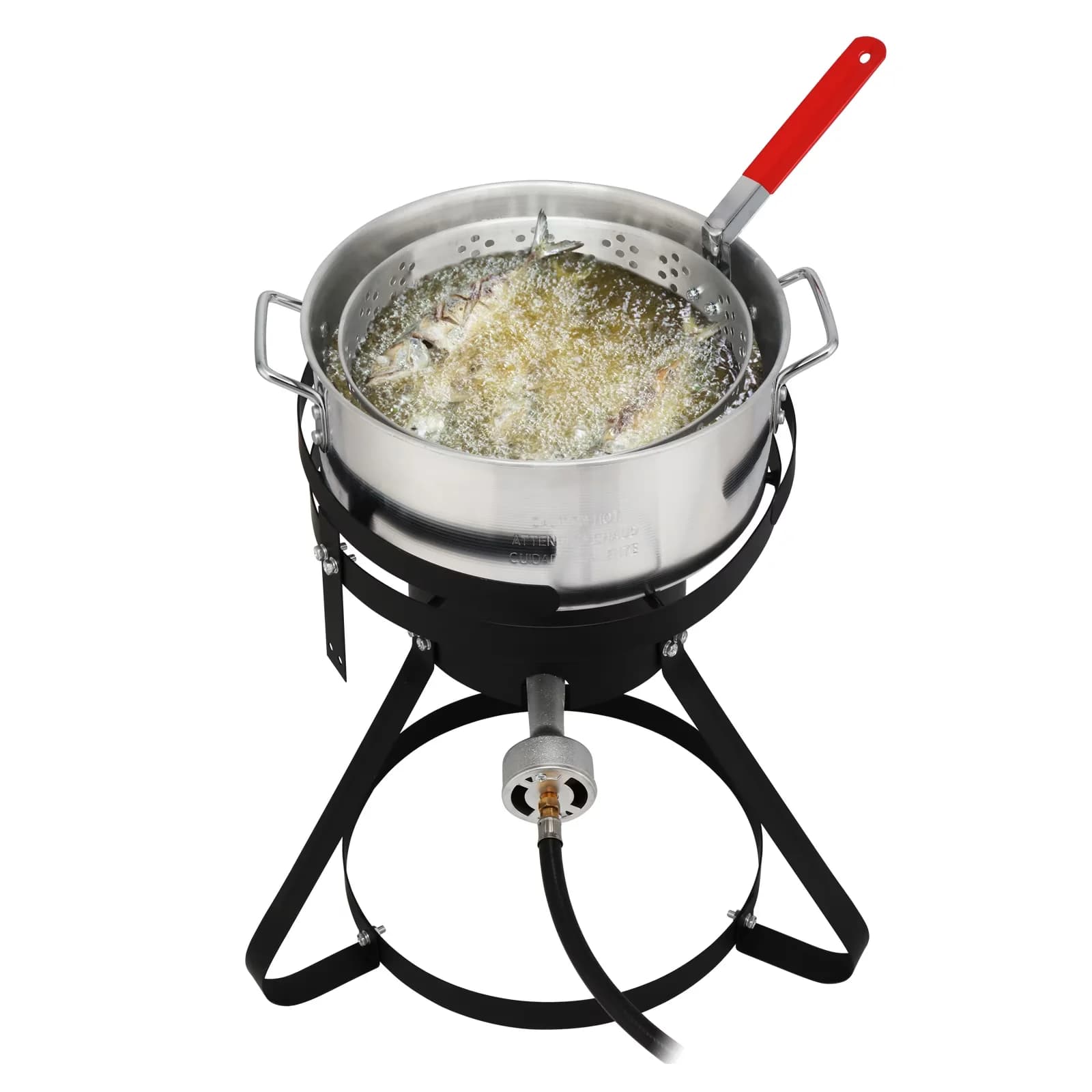 Quality Outdoor Fryer with Gas, Black Round Iron Stove Frame, 13*32inch Four-Piece Set - Black Model 62695B