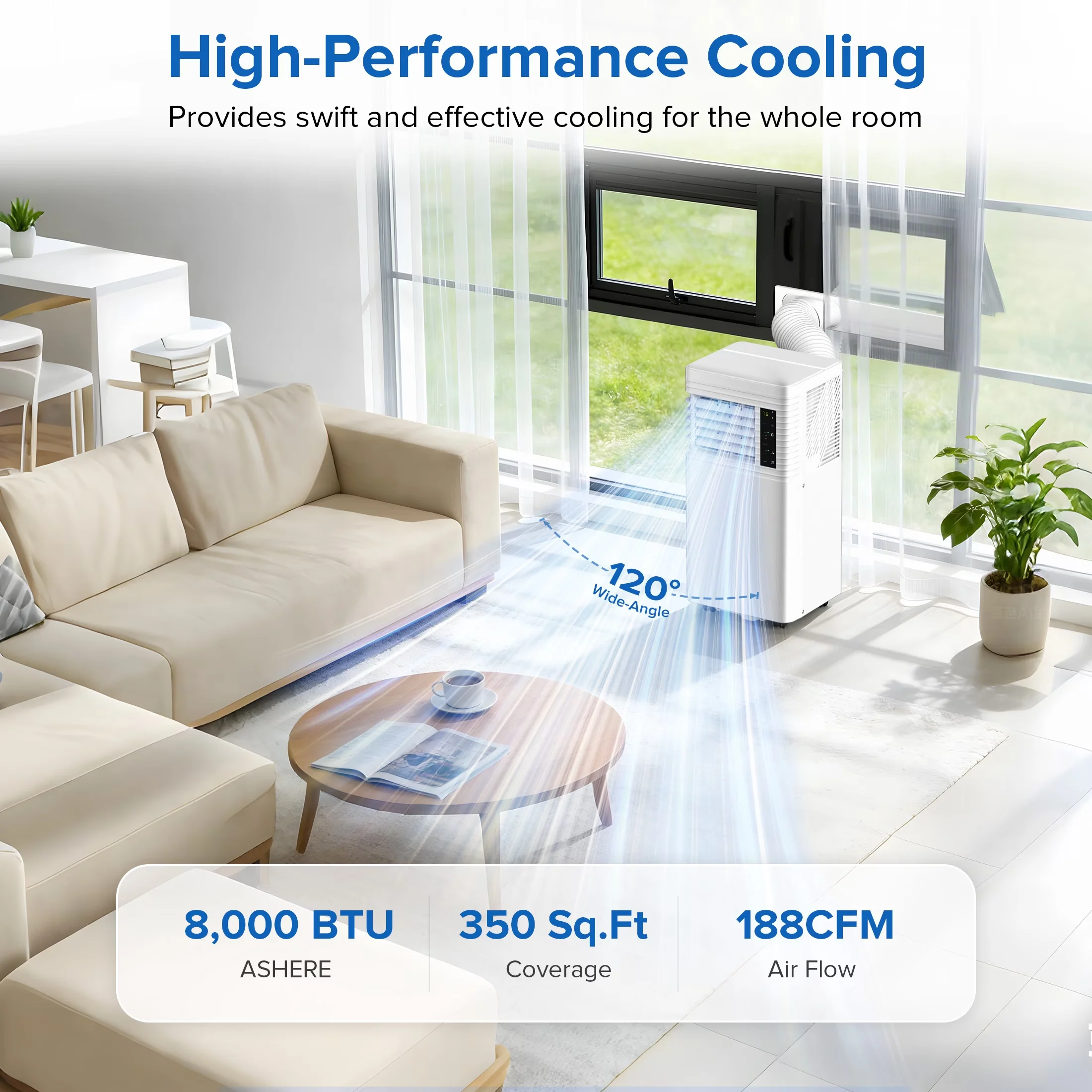 Innovative Air Conditioner with 8000 BTU, Remote Controlled, Energy Efficient - Black Model FCDC92