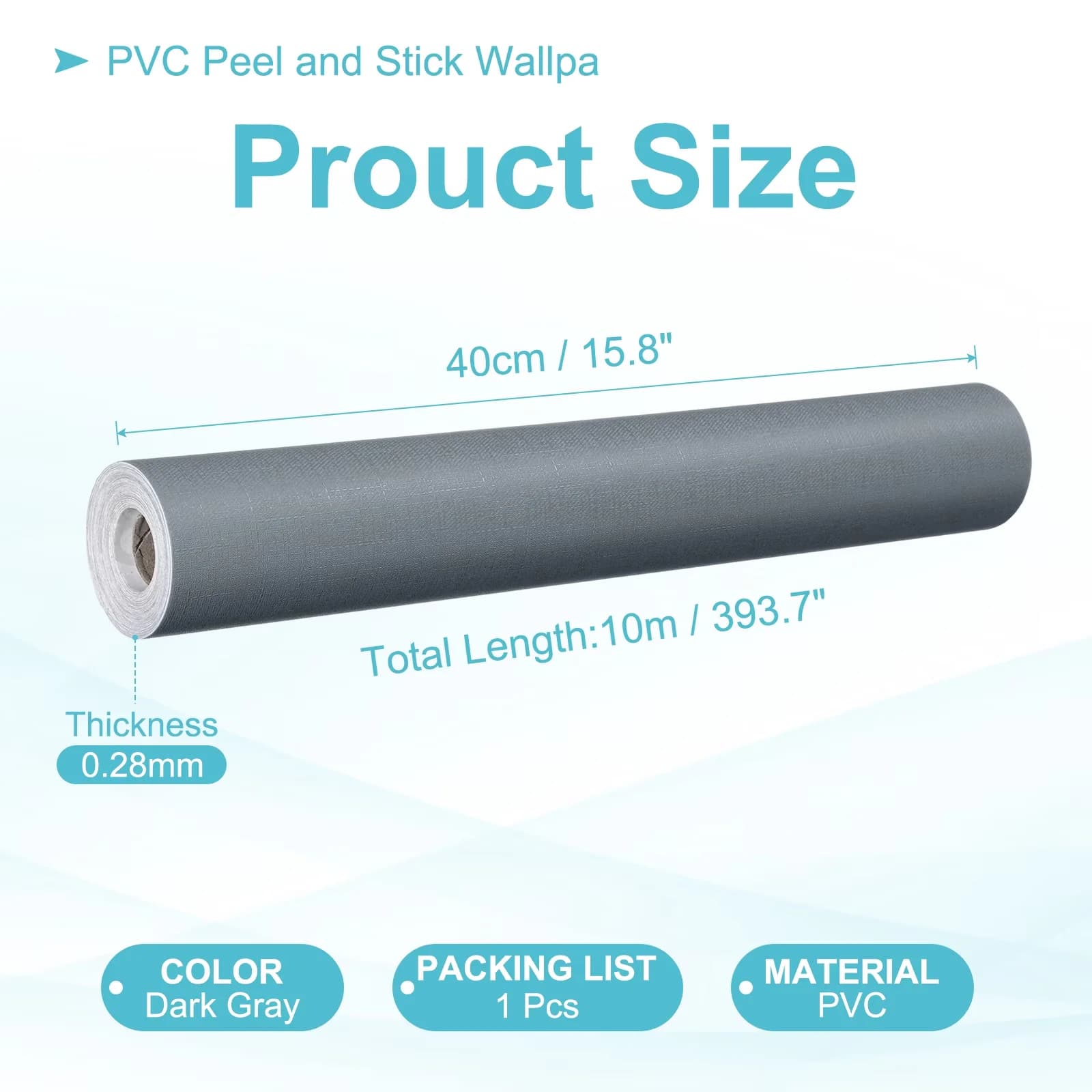 Wallpaper Quality with Waterproof, Material: PVC film, thicker and durable, Covers any clean flat surface - Dark Gray Pvc Model 8C82F6