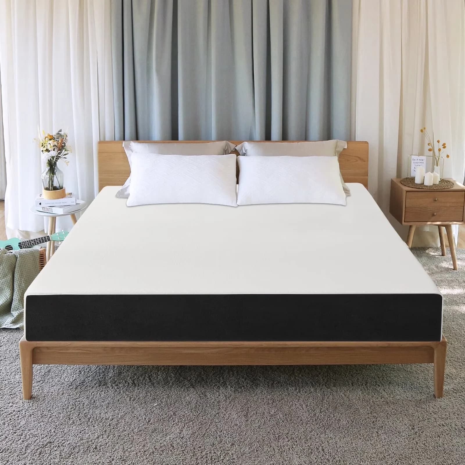 Mattresses Accessory Efficient with Hypoallergenic, Mattress-In-A-Box, Cooling Technology - White Memory Foam Model 62F614