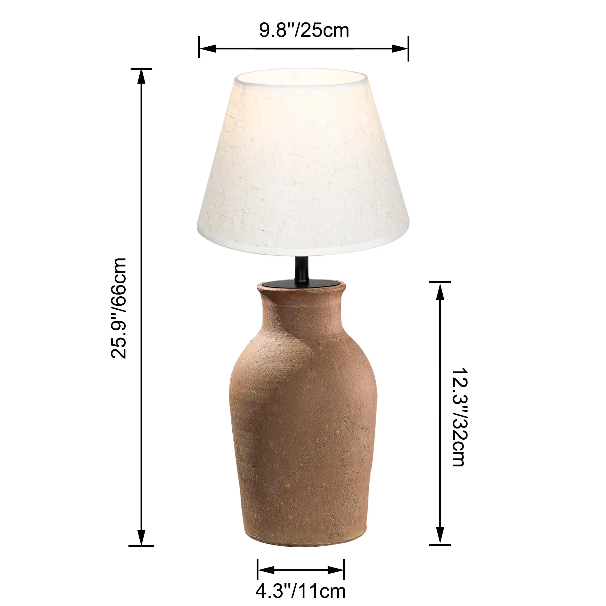 Sleek Lamp with LED, Battery, Cordless Table - White Iron, Rattan TD0842 Model 46A40C