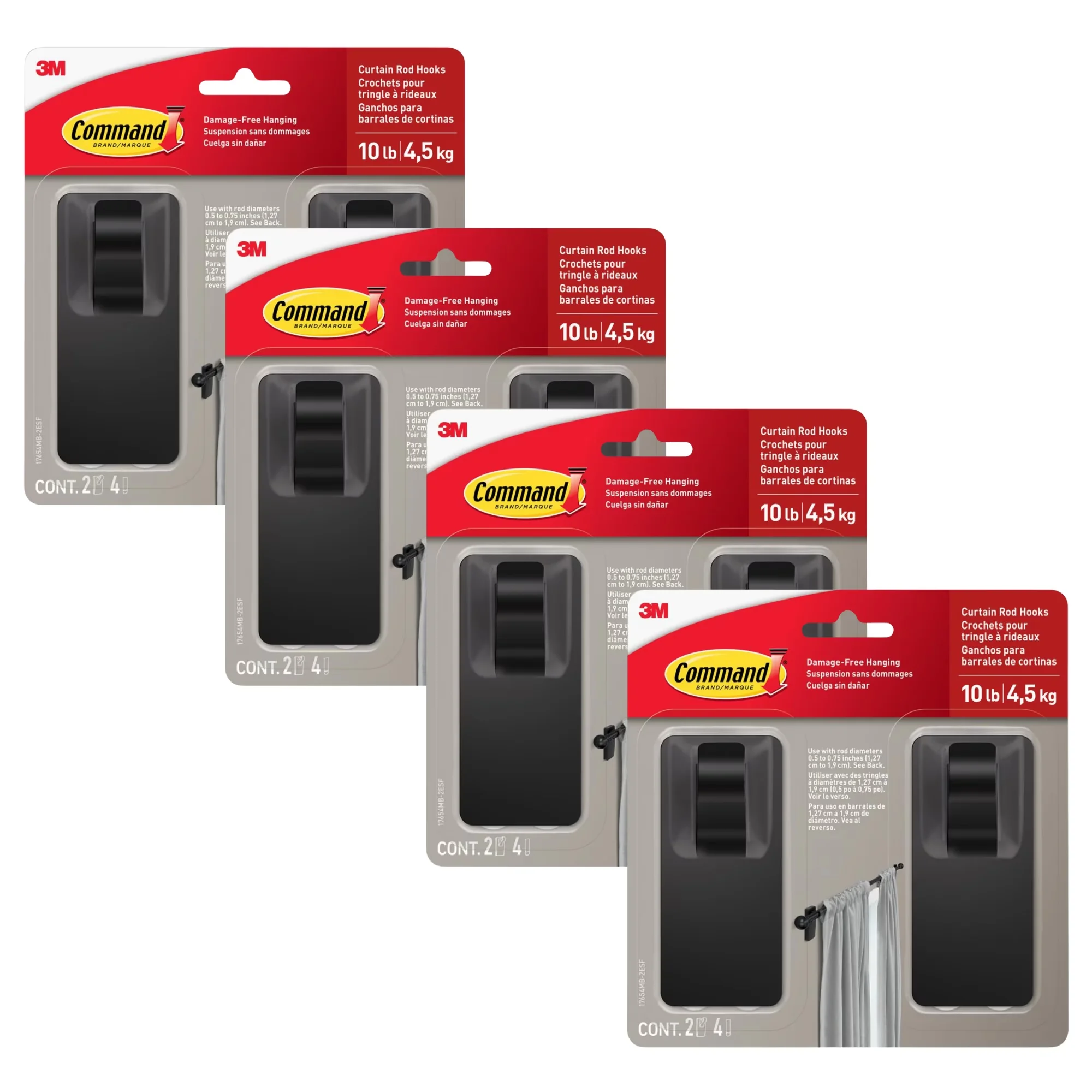 Versatile Damage-Free Hanging with Easy Installation, Holds up to 10 lbs. - Matte Black Model DD3729