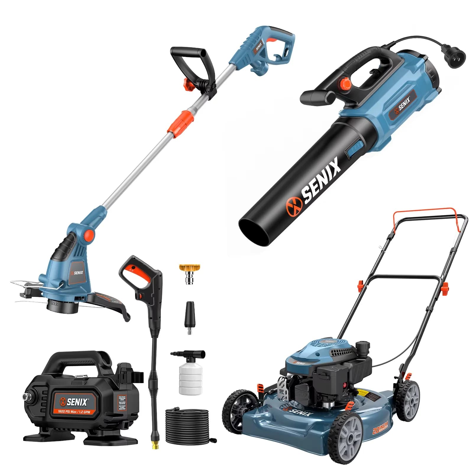 Sleek Pressure Washer with Telescoping, 700 CFM Blower & 1600 PSI, 13" Weed Eater - Model 73A125