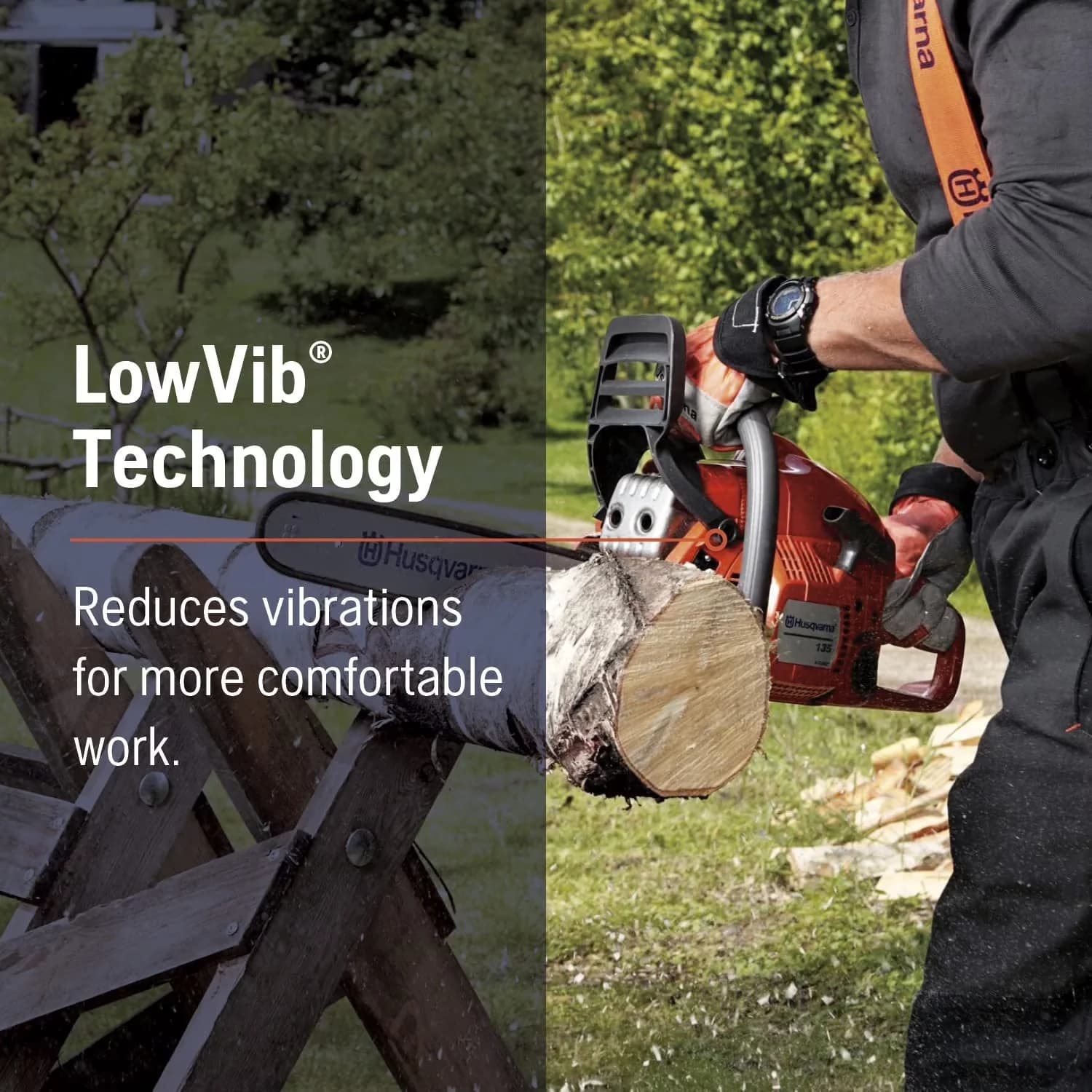 Durable Chainsaw with Automatic Chain Oiler, Gas 135 Mark II, 2.1 HP - Orange Model A53BCE