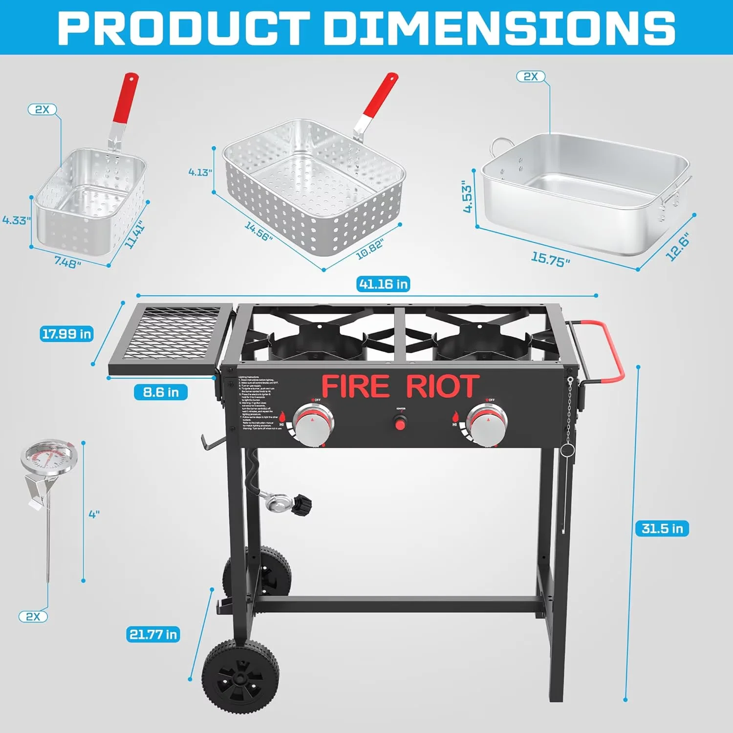 Essential Outdoor Fryer with 100000 BTU, Adjustable Regulator, Baskets - Aluminum Black Model 3C68AF