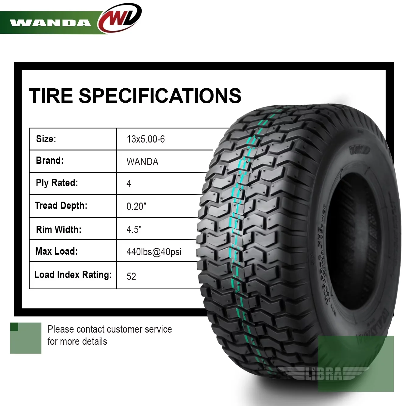 Modern Lawn Mower Tire with Heavy-Duty, Max Load: 440lbs@40psi - White Model 4319B8