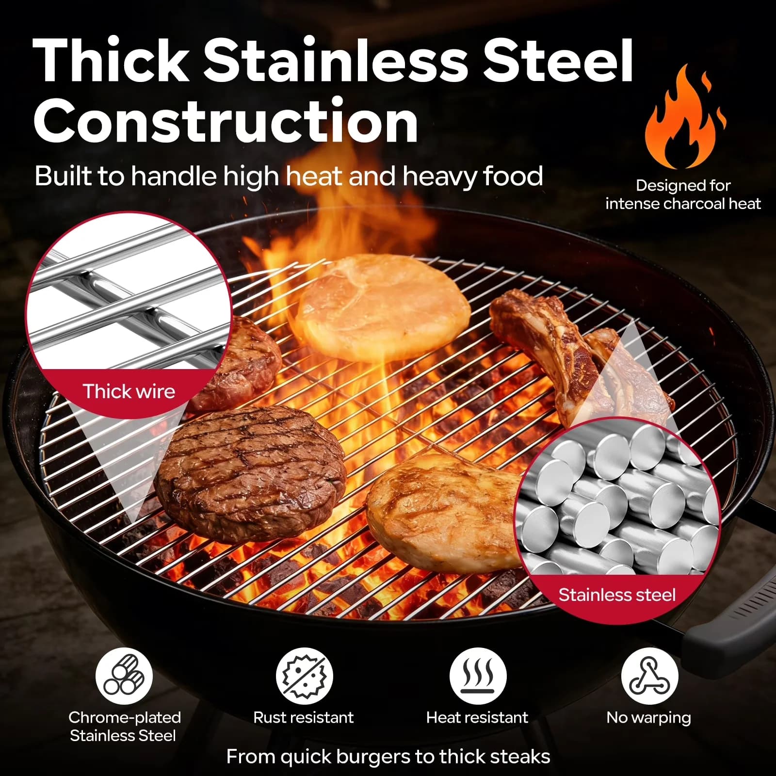 Combo Grill Versatile with Rust Resistant, Material: Heavy-duty stainless steel, Replacement Part Number: 7436 - Silver Plated Steel Model 7281F1